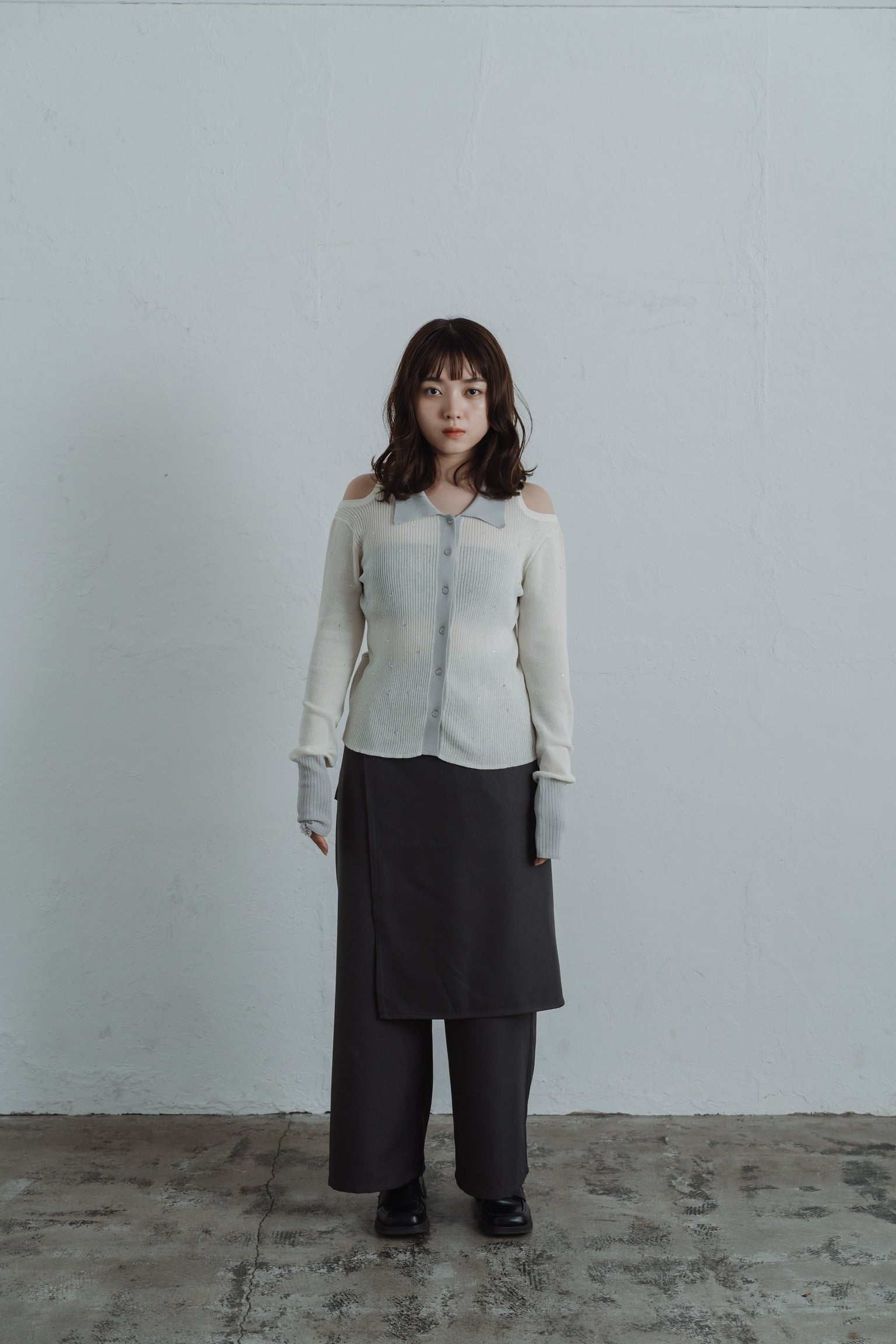 stone sheer polo knit