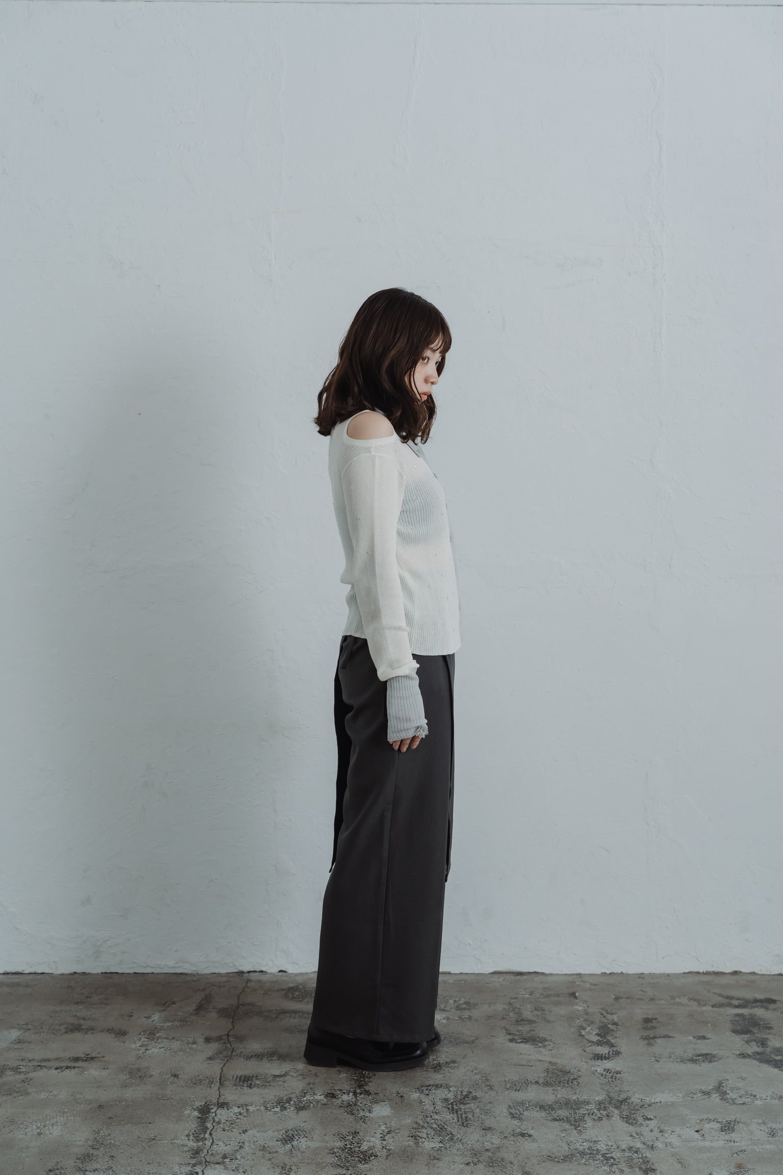 stone sheer polo knit