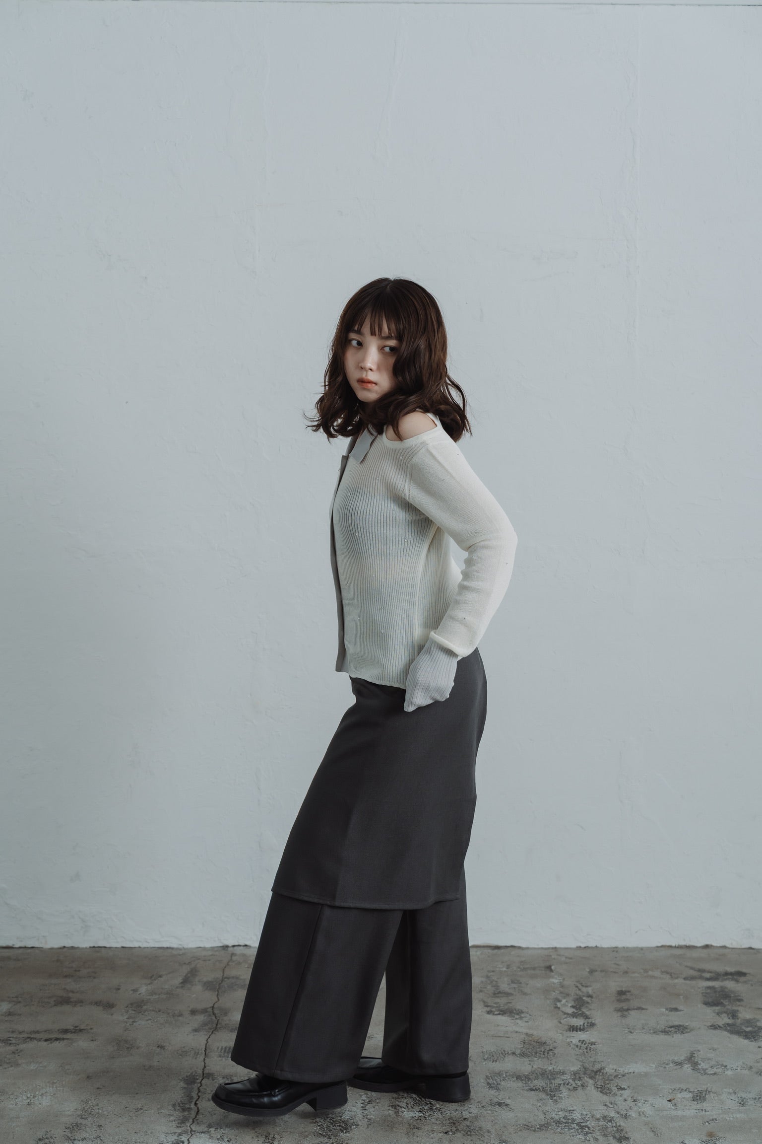 stone sheer polo knit