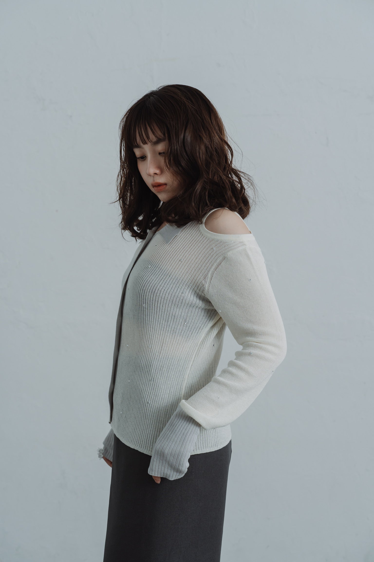 stone sheer polo knit