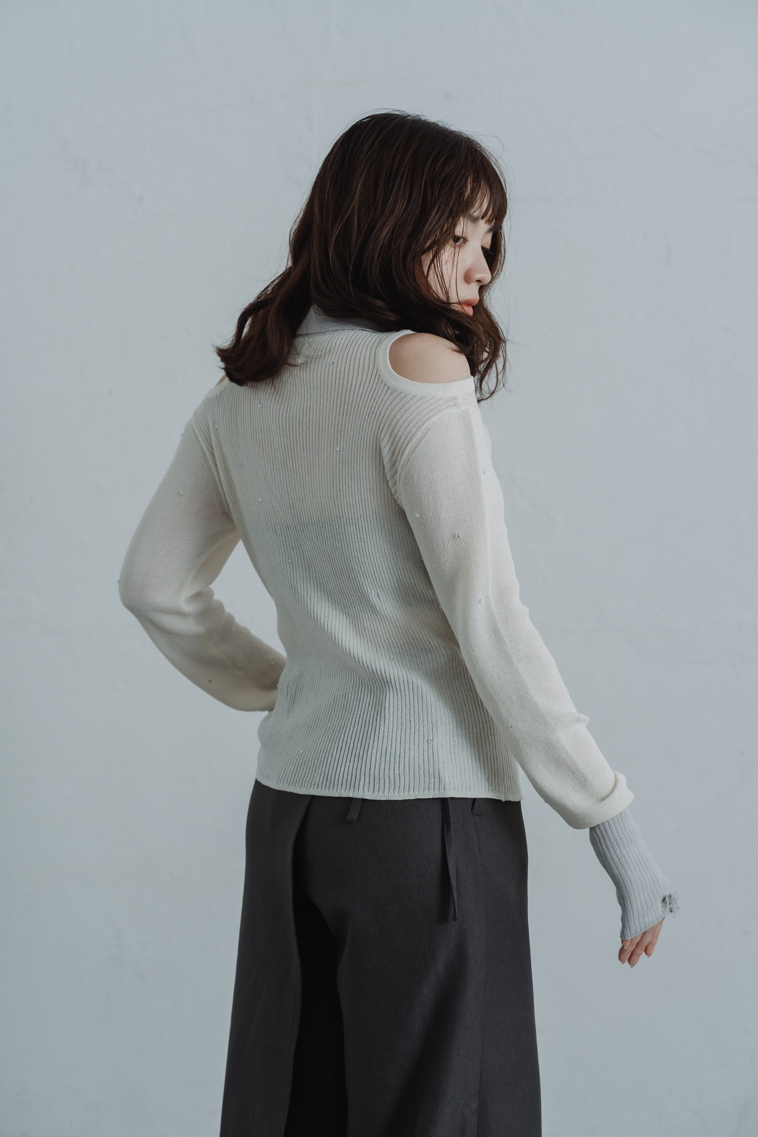 stone sheer polo knit