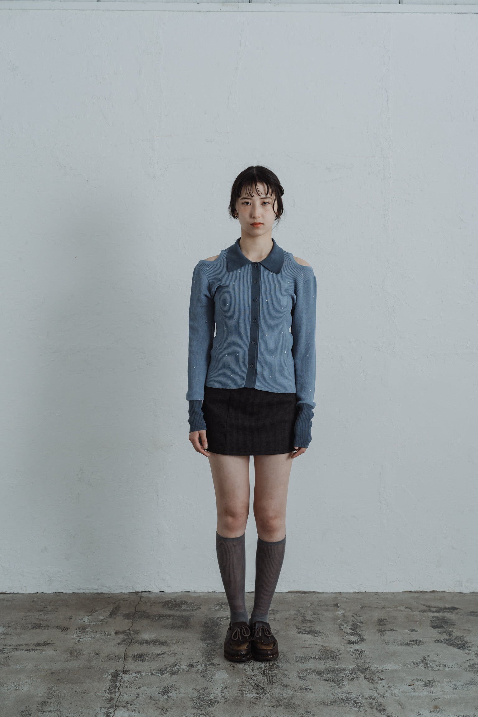 stone sheer polo knit