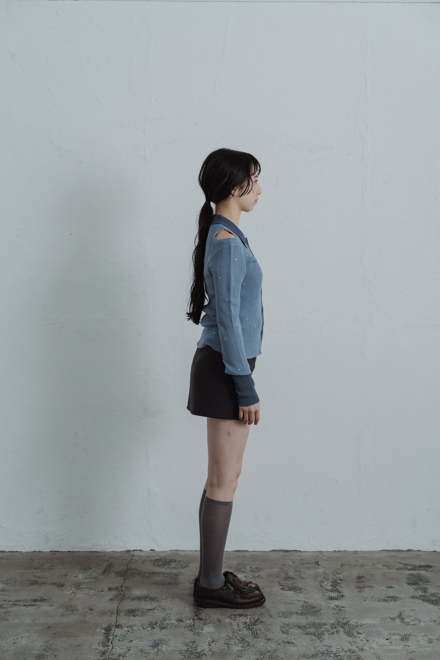 stone sheer polo knit