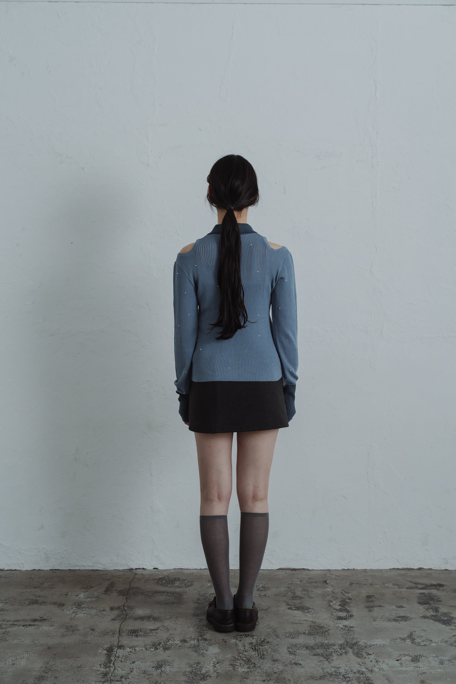 stone sheer polo knit