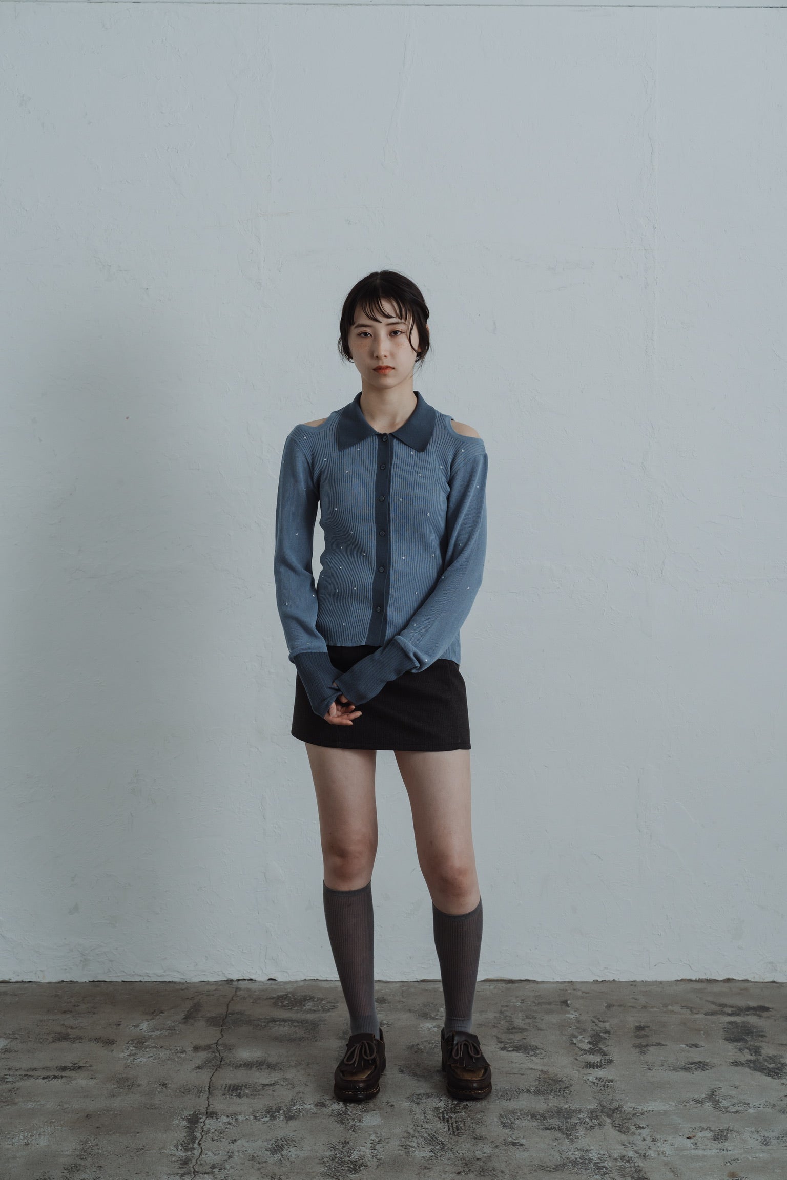 stone sheer polo knit