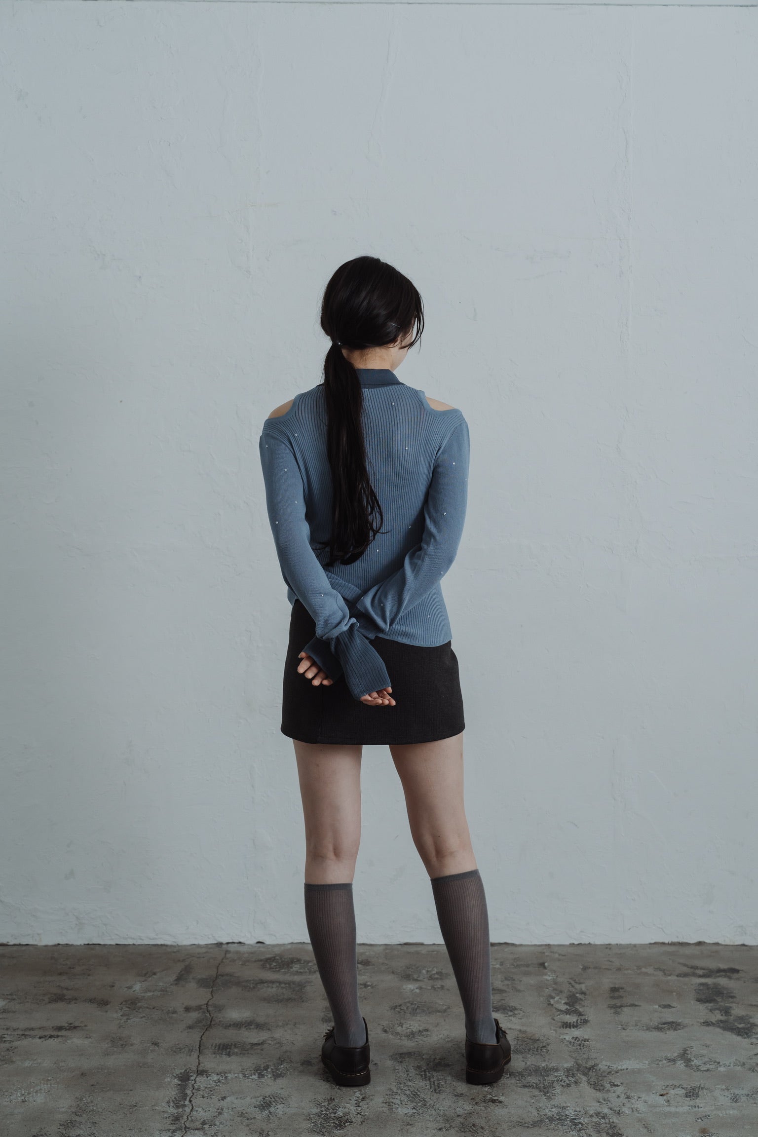stone sheer polo knit