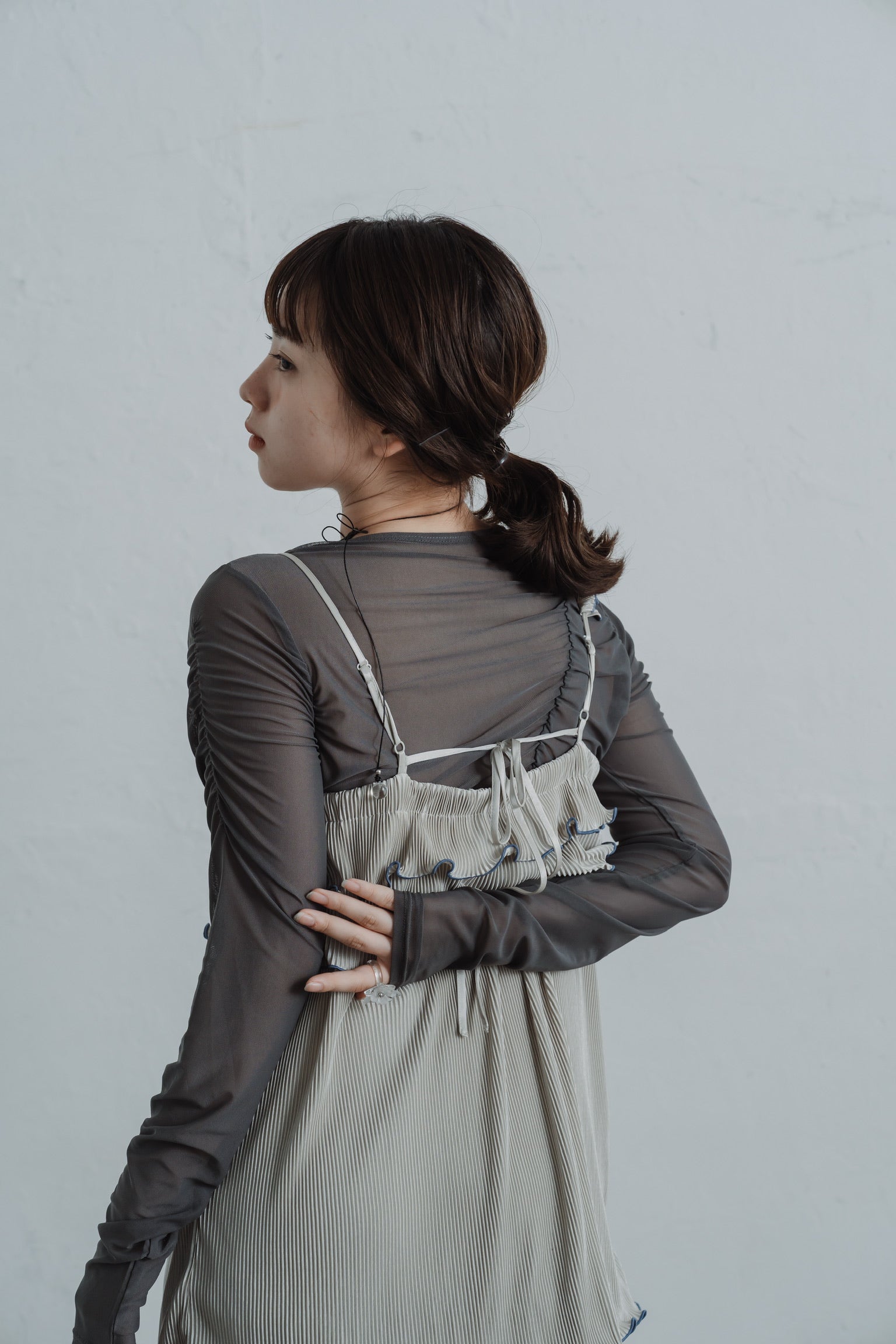 sheer shirring  tops
