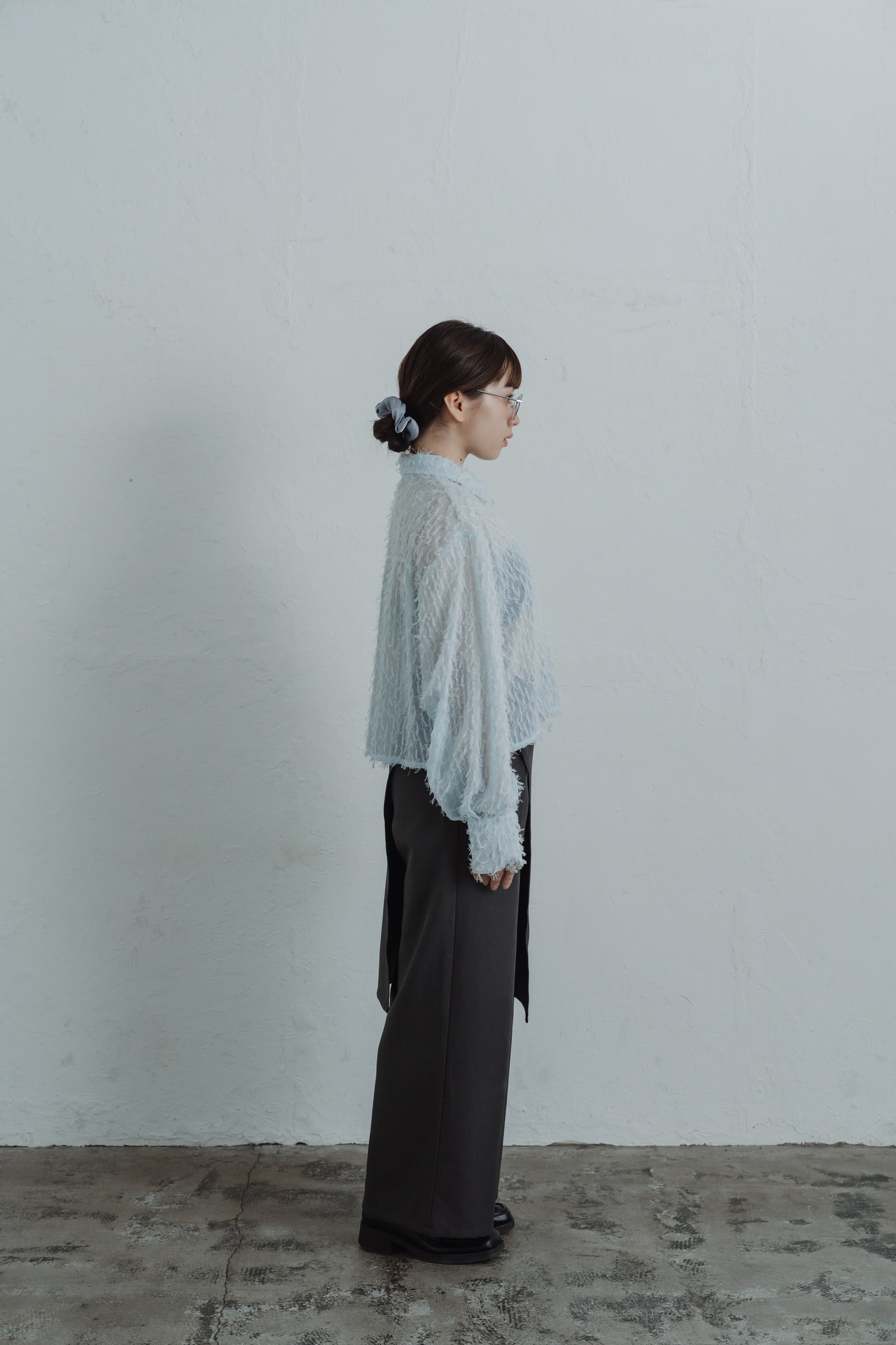 sheer fringe short shirt