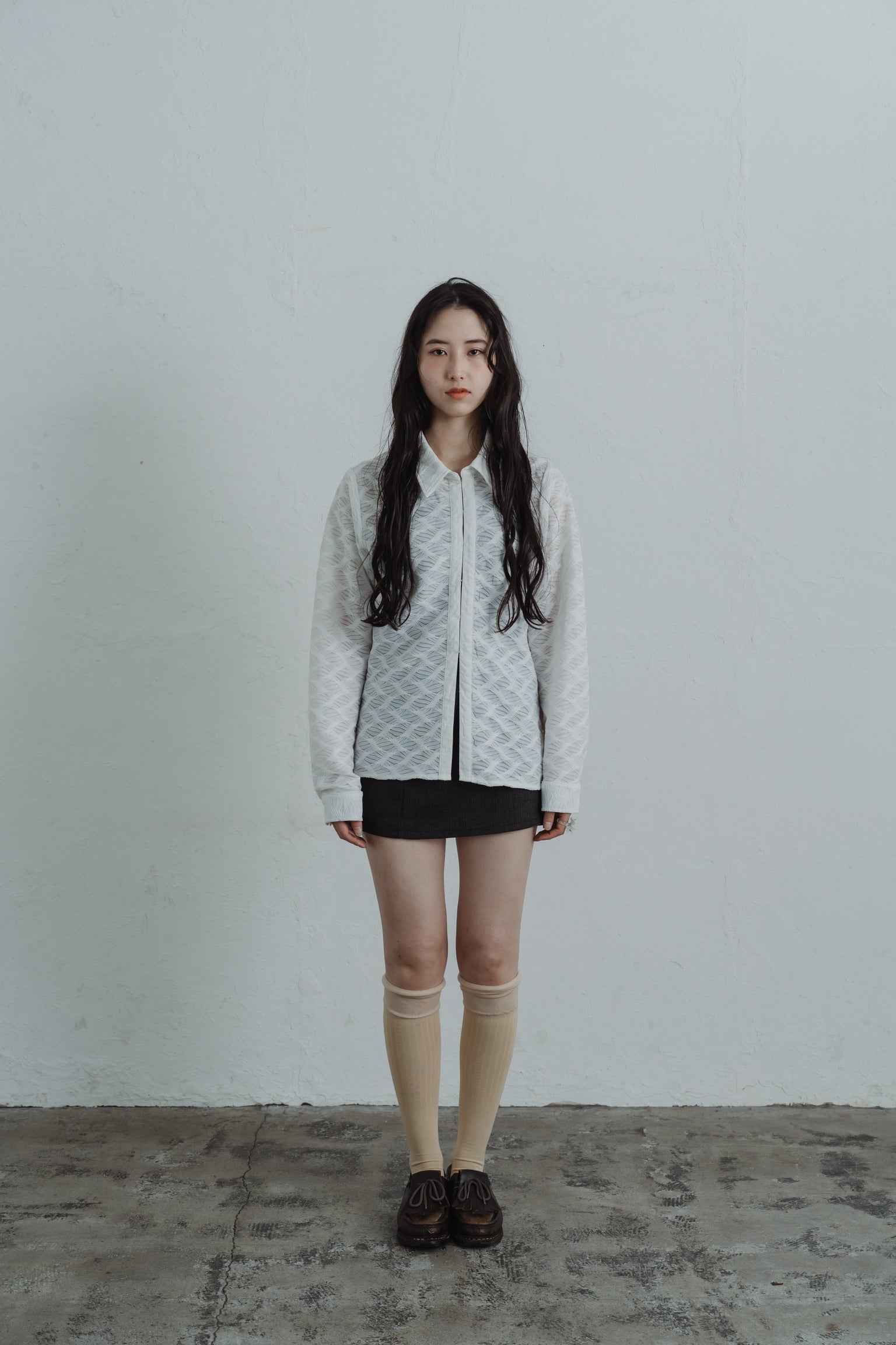 lace jacquard hook shirt