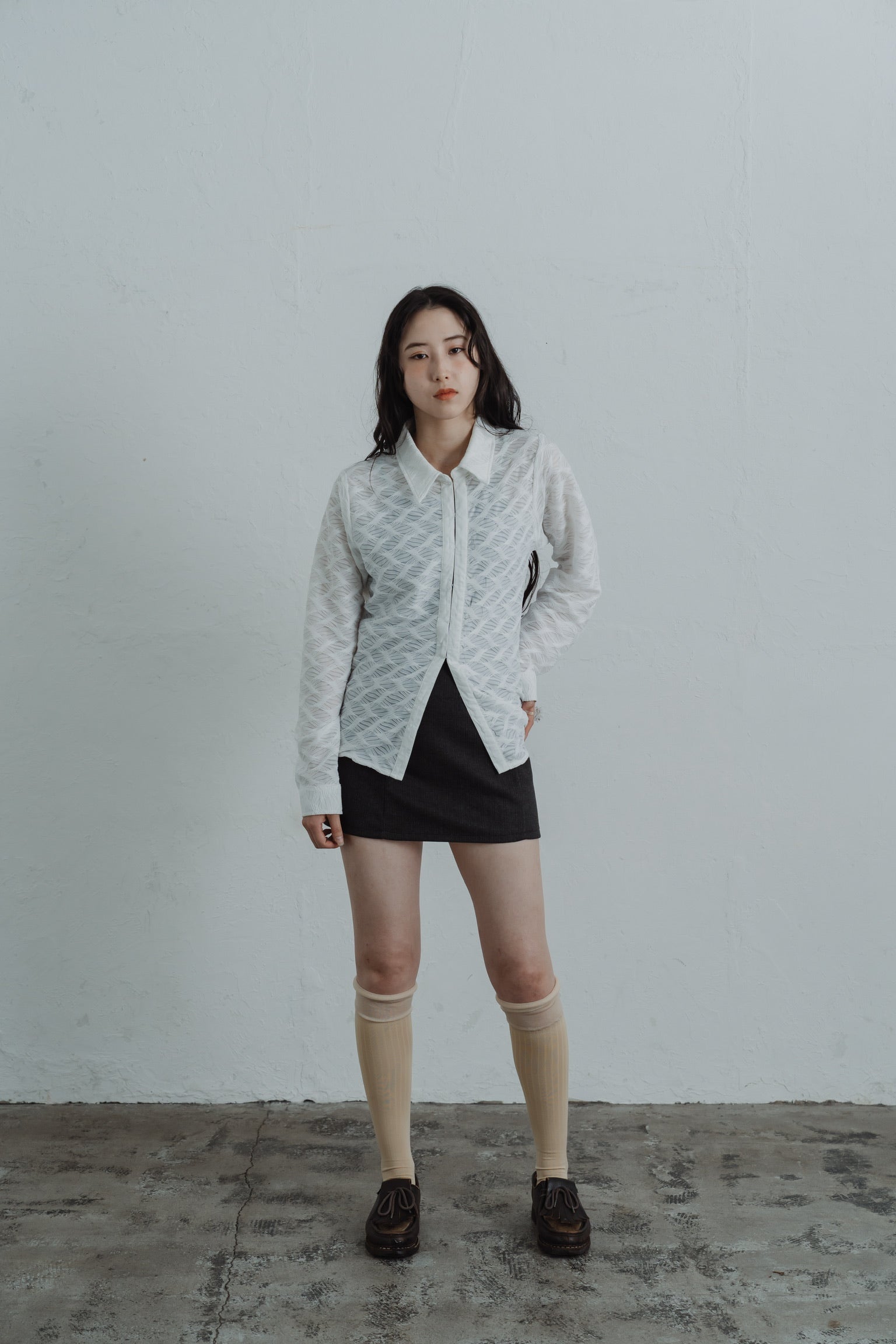 lace jacquard hook shirt