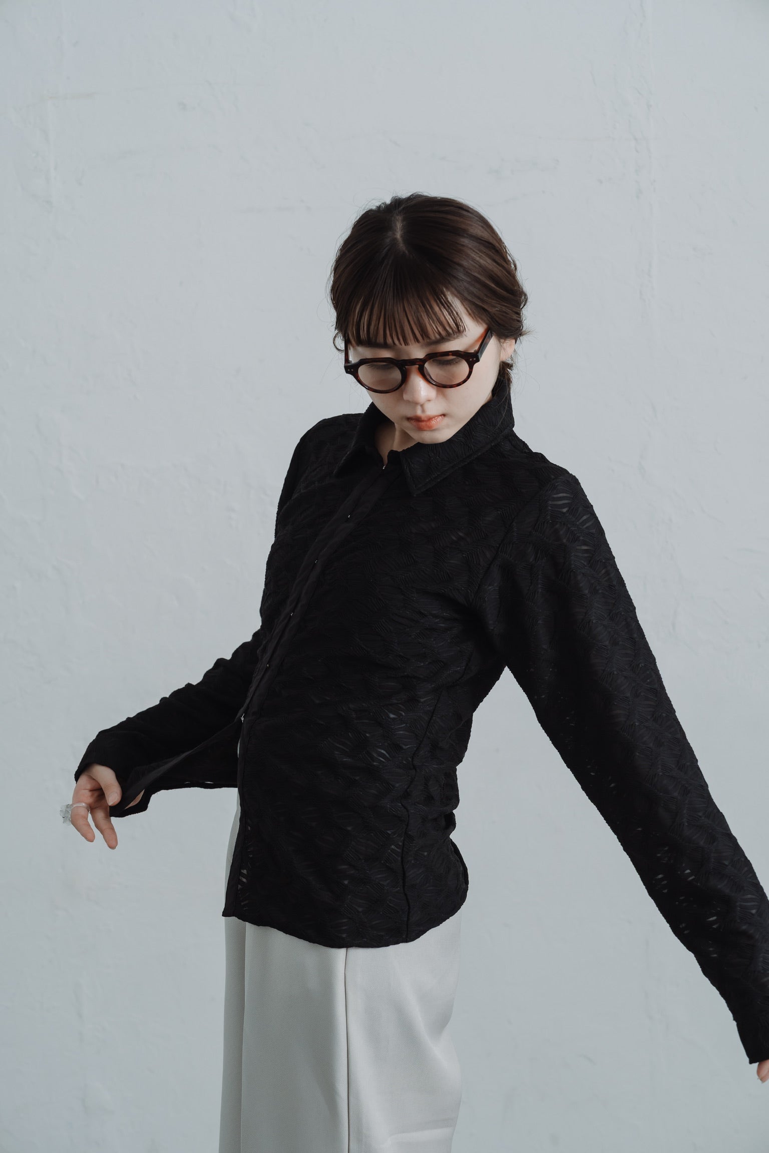 lace jacquard hook shirt