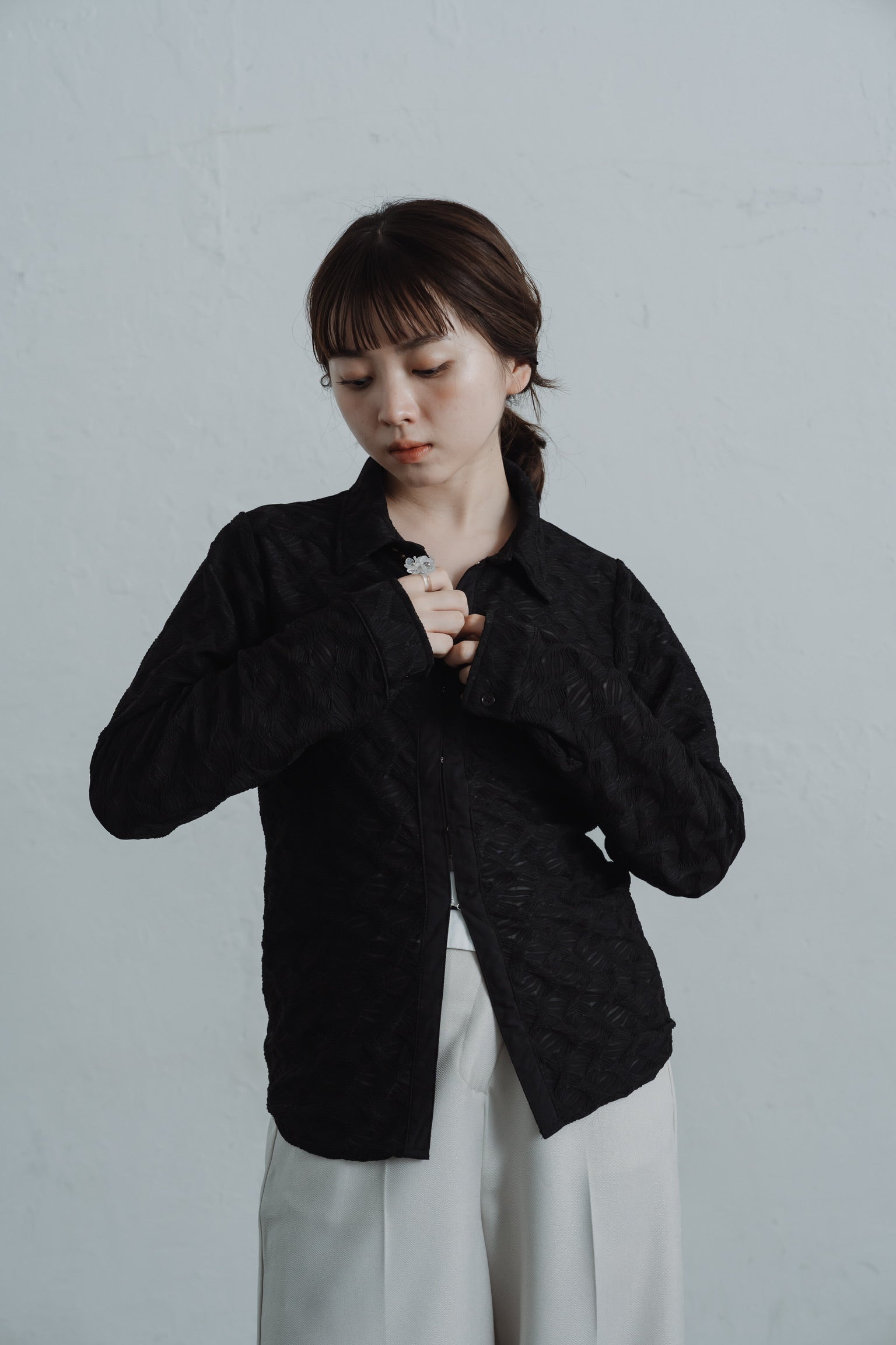 lace jacquard hook shirt