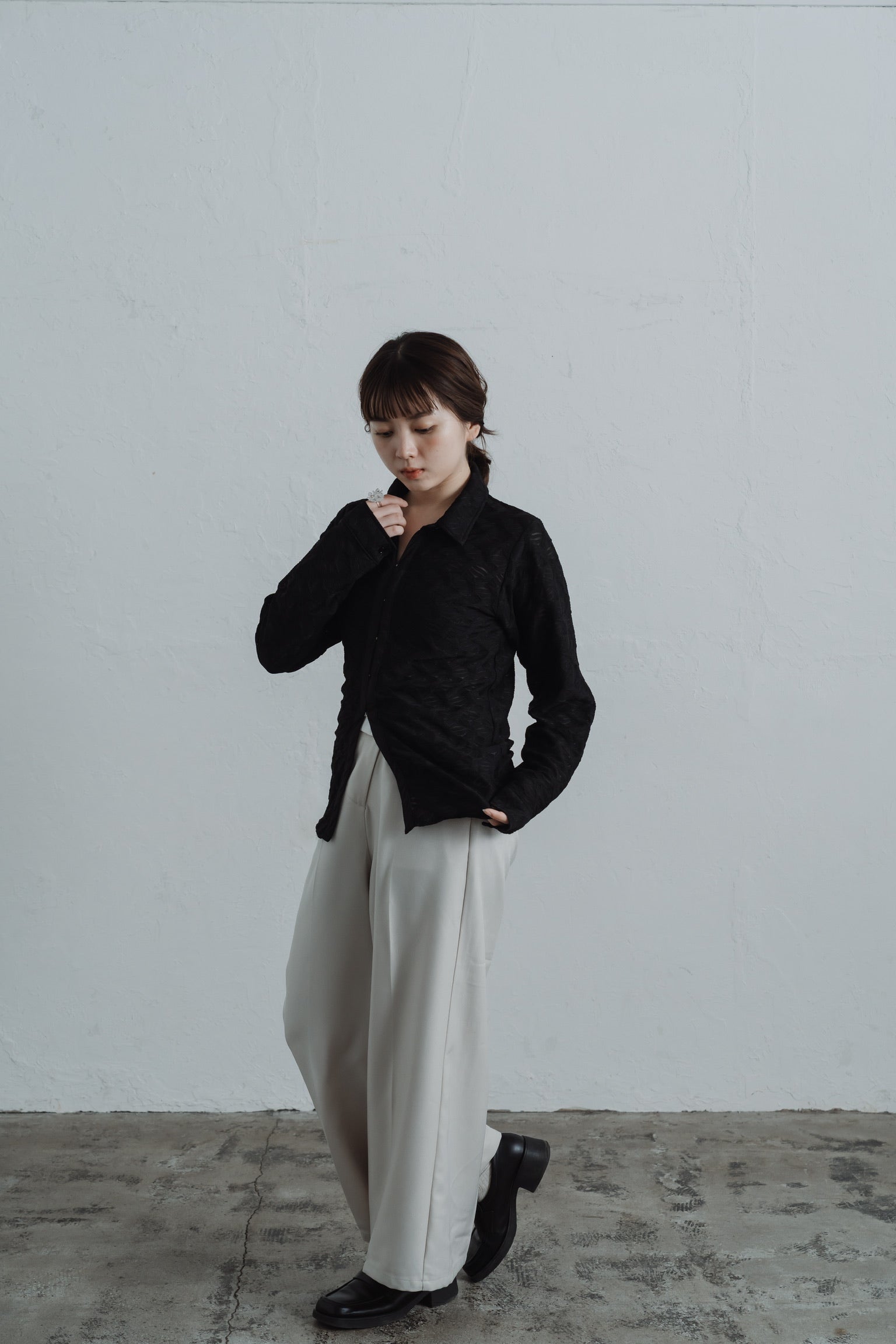 lace jacquard hook shirt