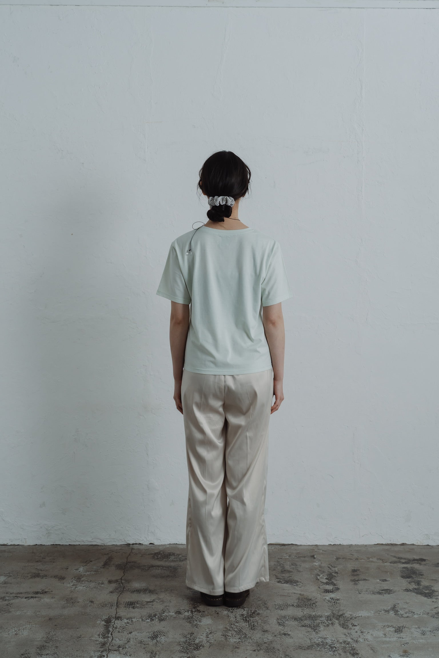 satin tuck pants