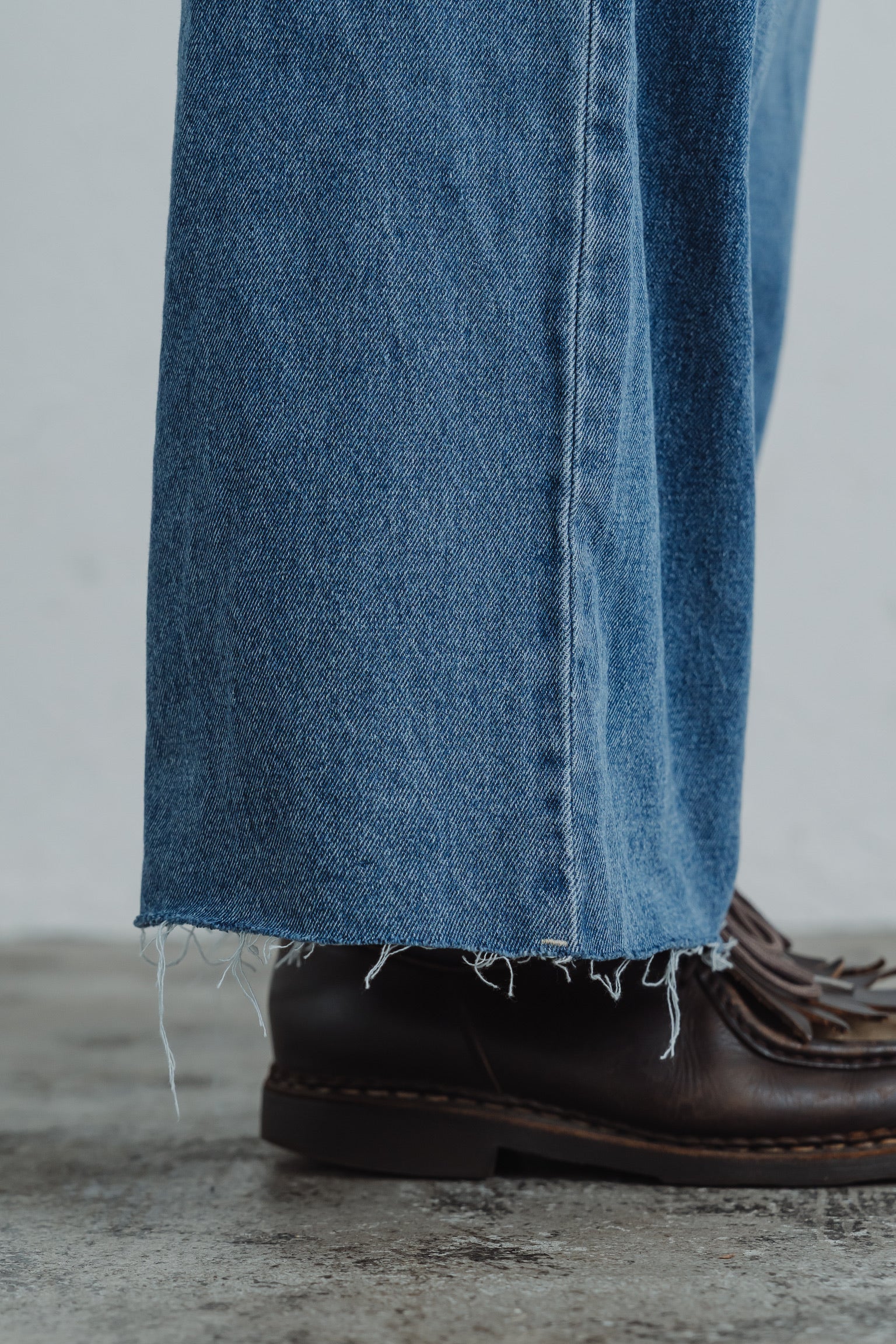 front hook wide denim pants