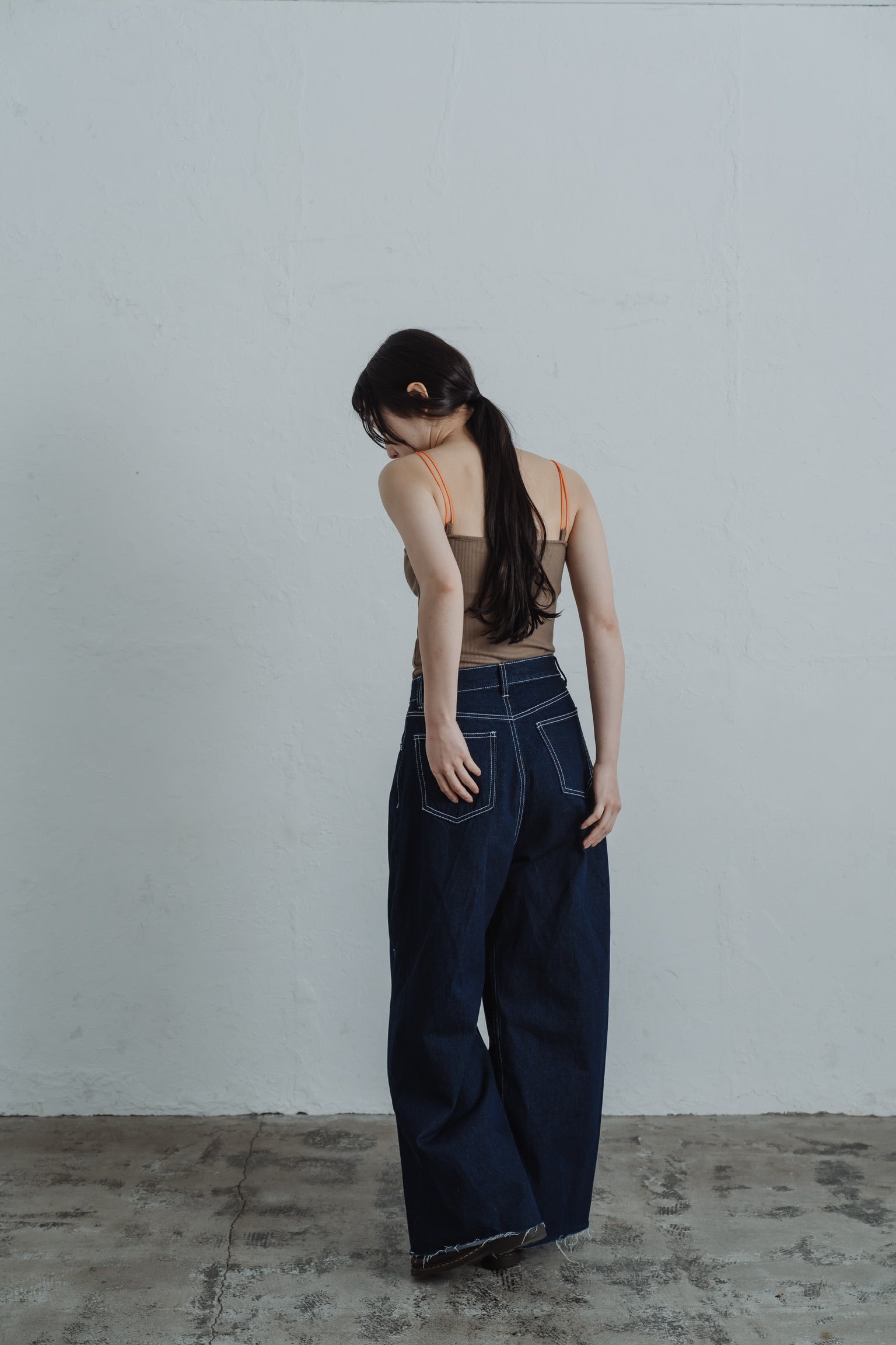 front hook wide denim pants