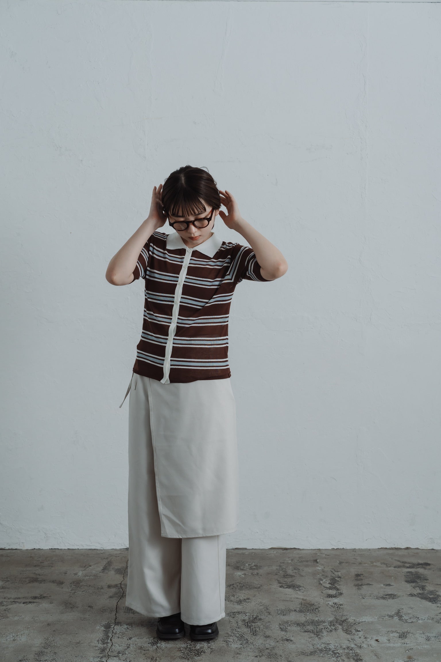 border mesh polo shirt