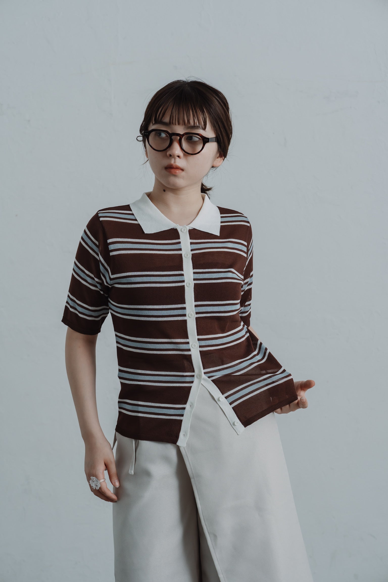 border mesh polo shirt