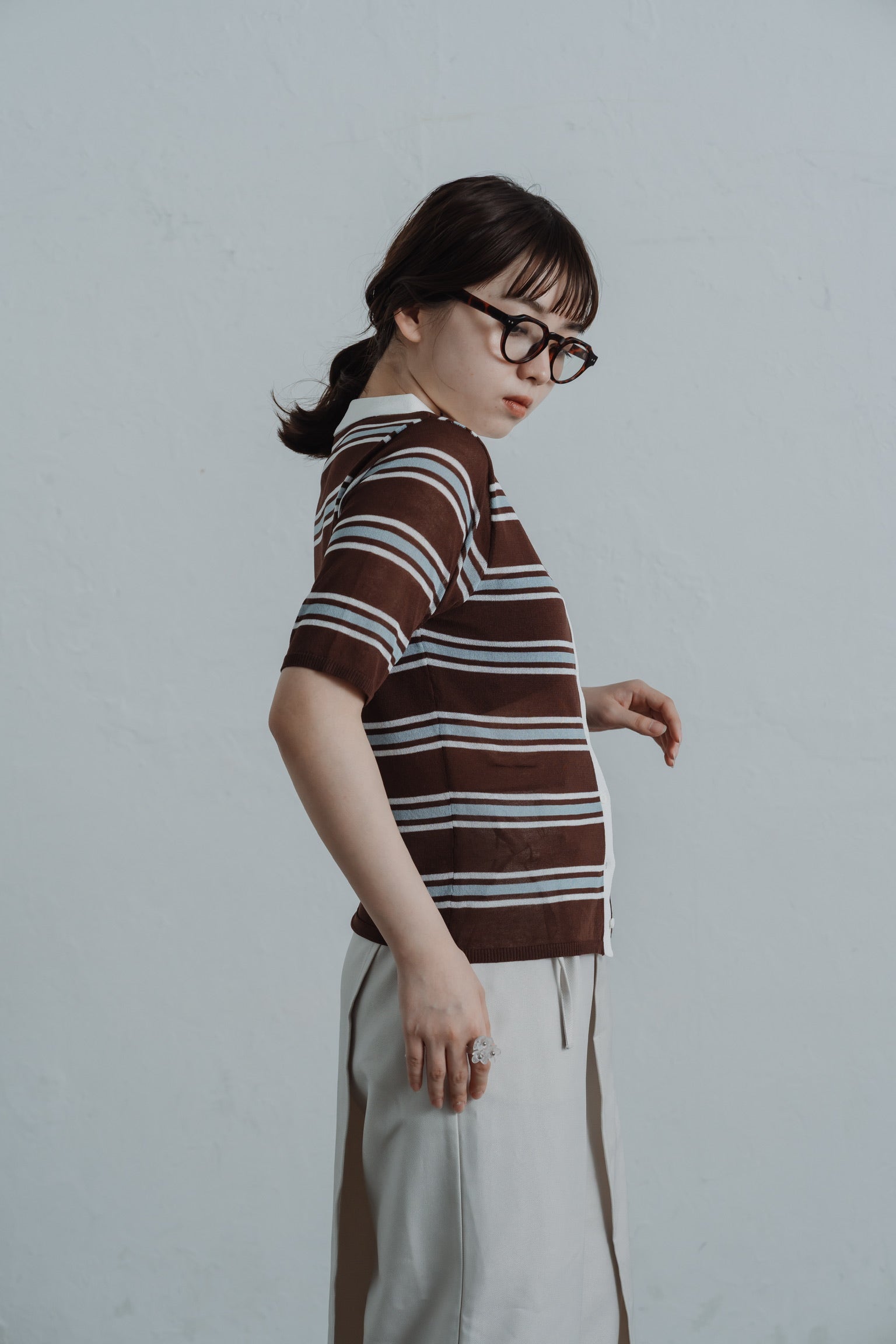 border mesh polo shirt