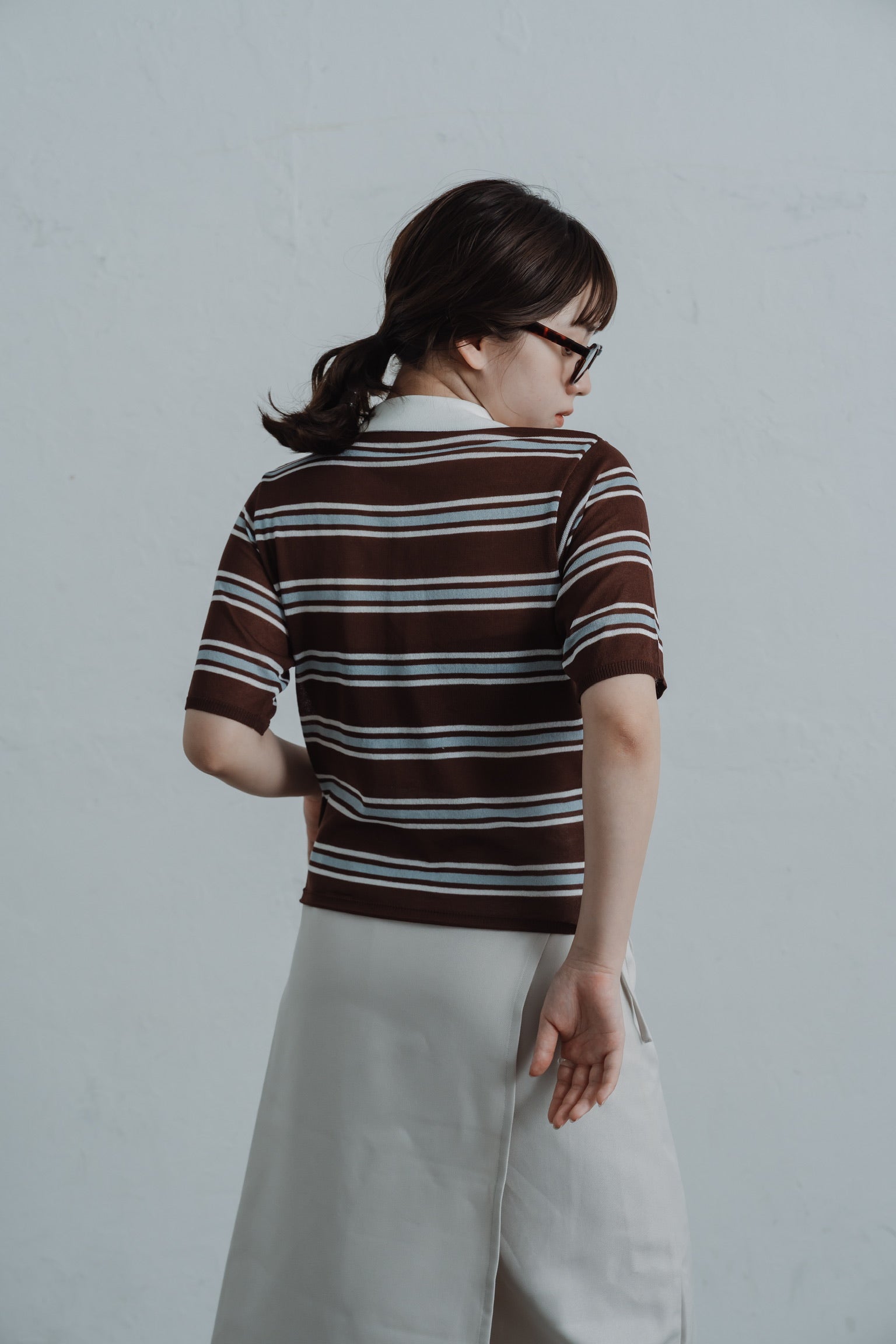 border mesh polo shirt