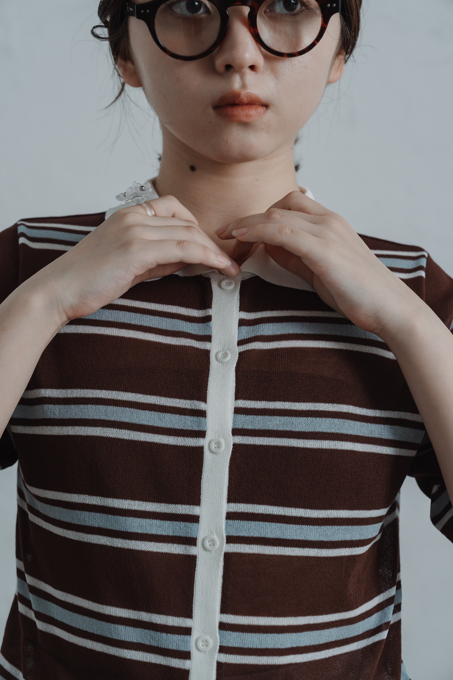 border mesh polo shirt