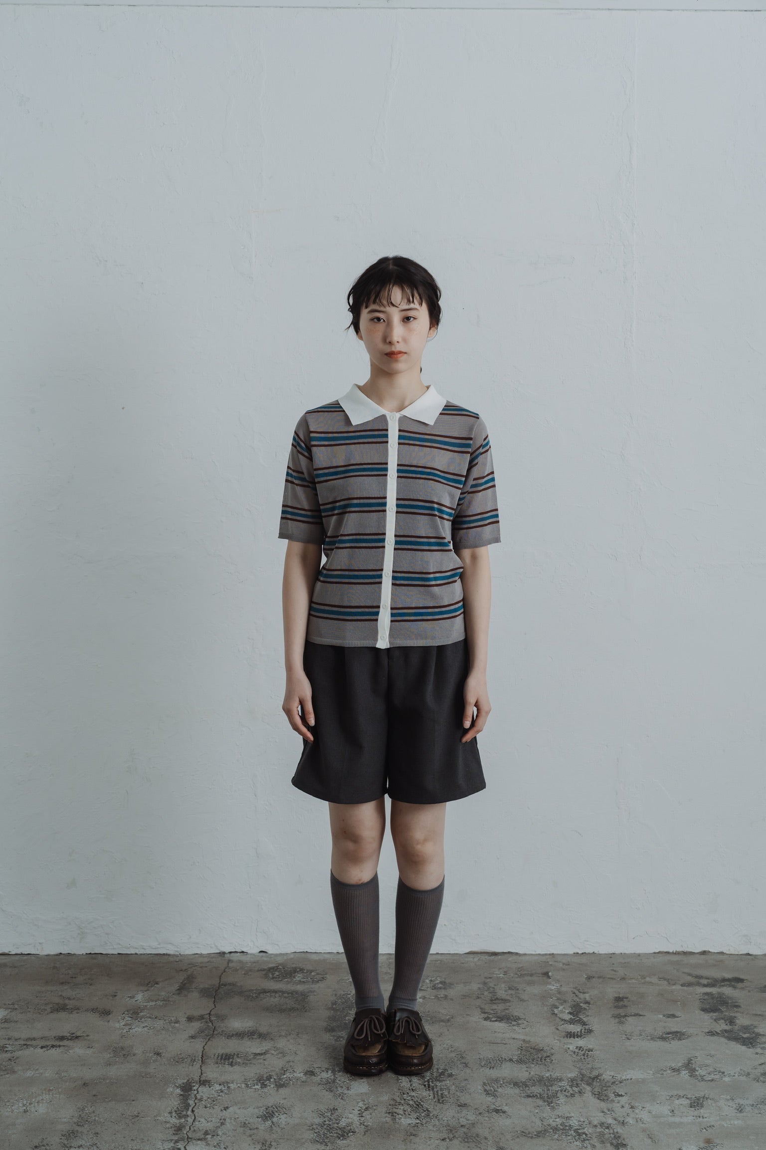 border mesh polo shirt