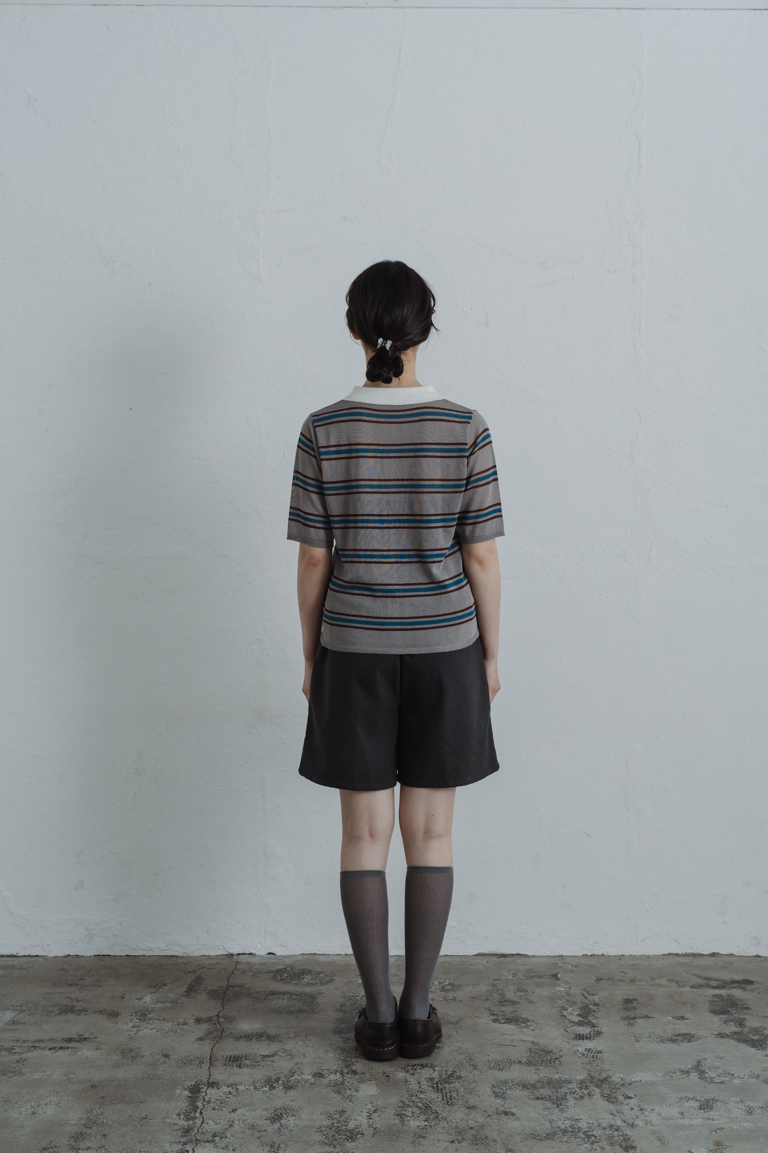 border mesh polo shirt