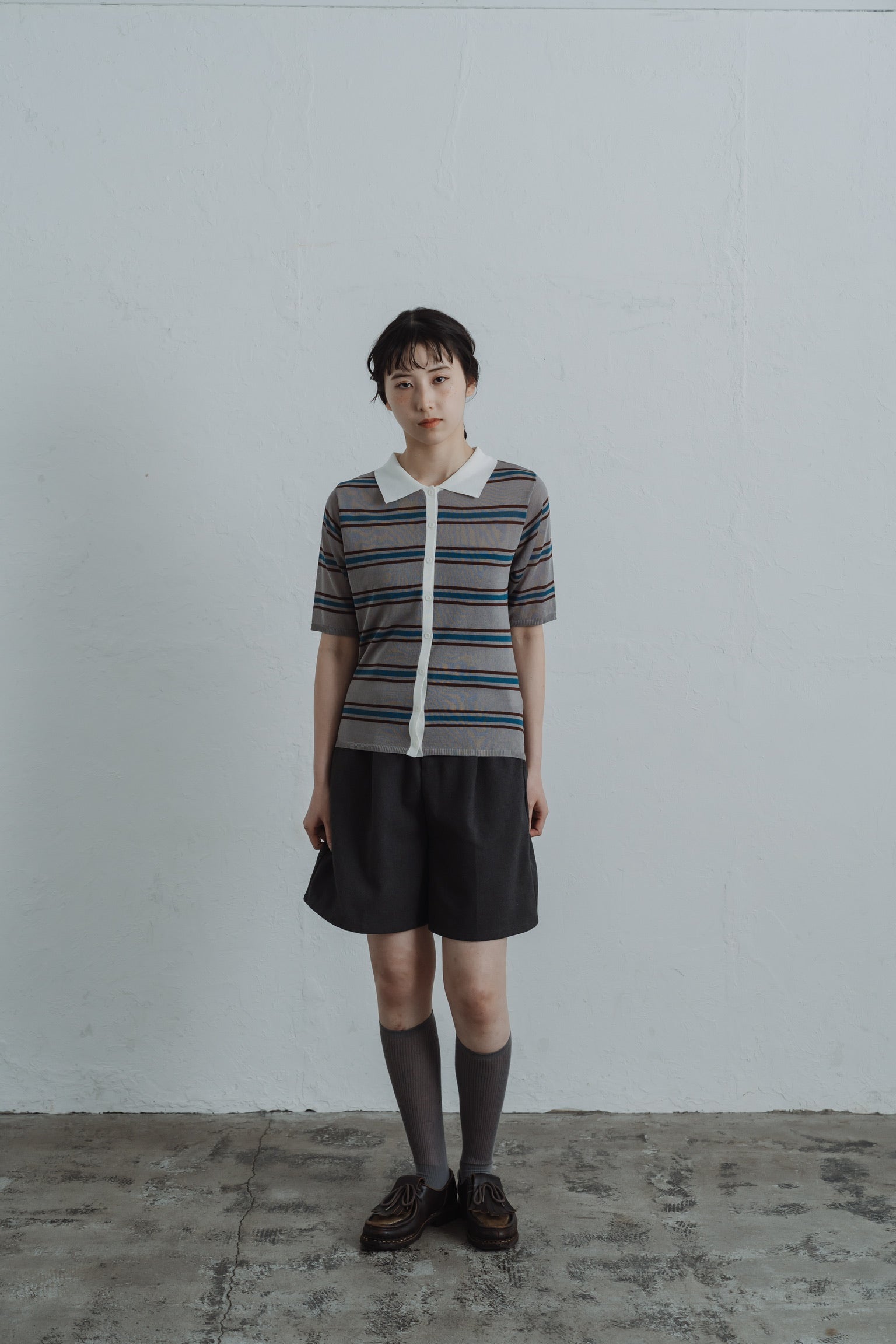 border mesh polo shirt