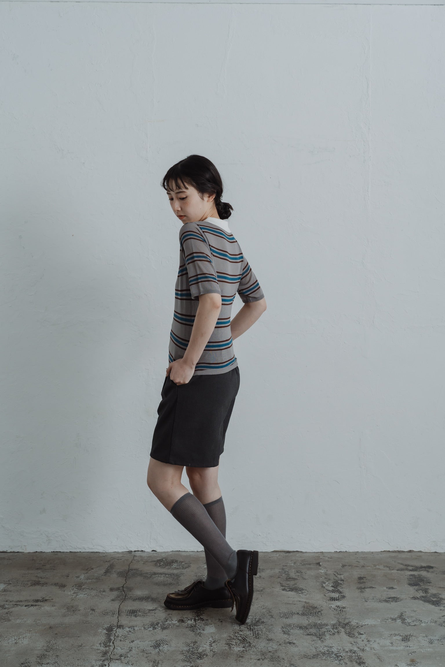 border mesh polo shirt