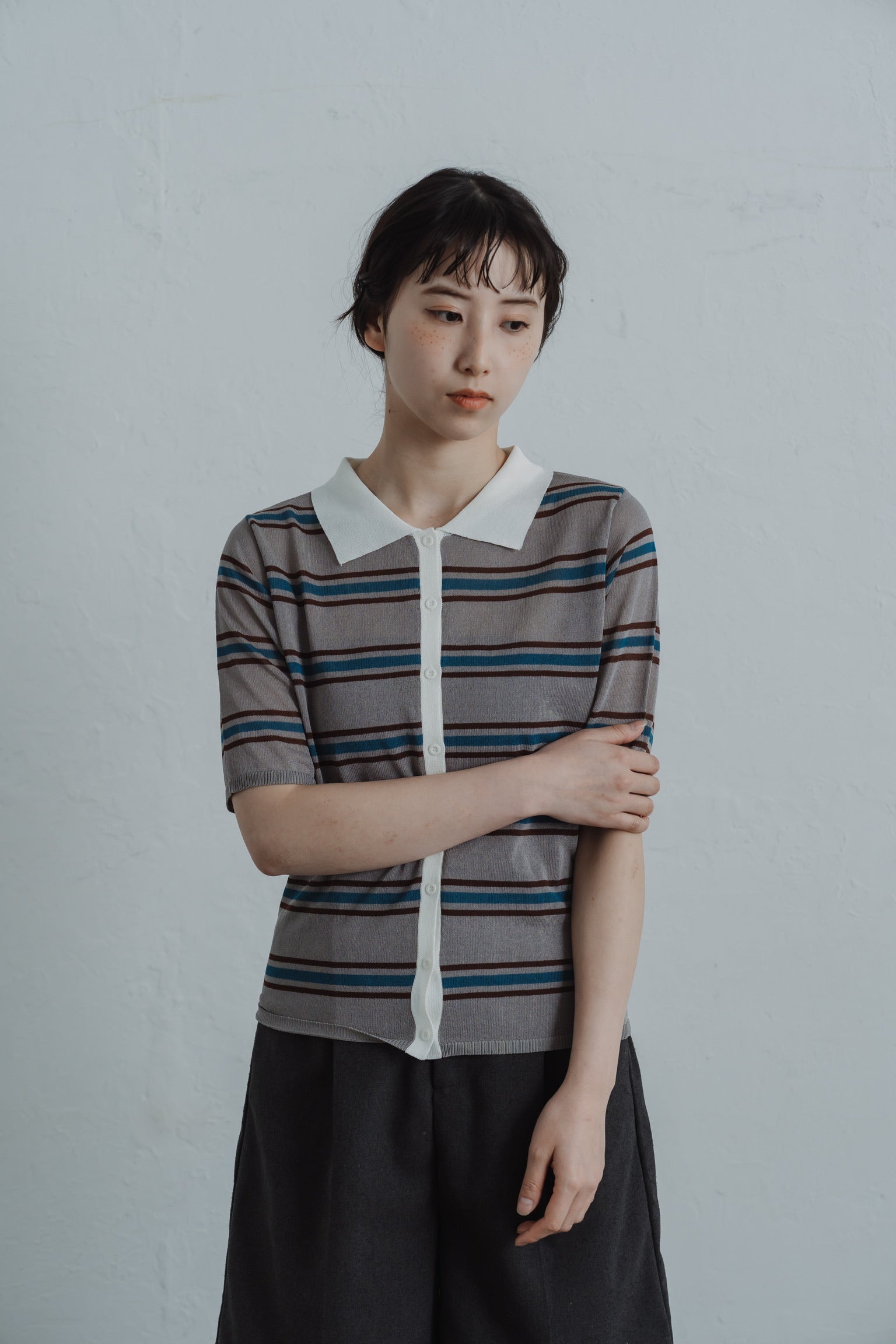 border mesh polo shirt