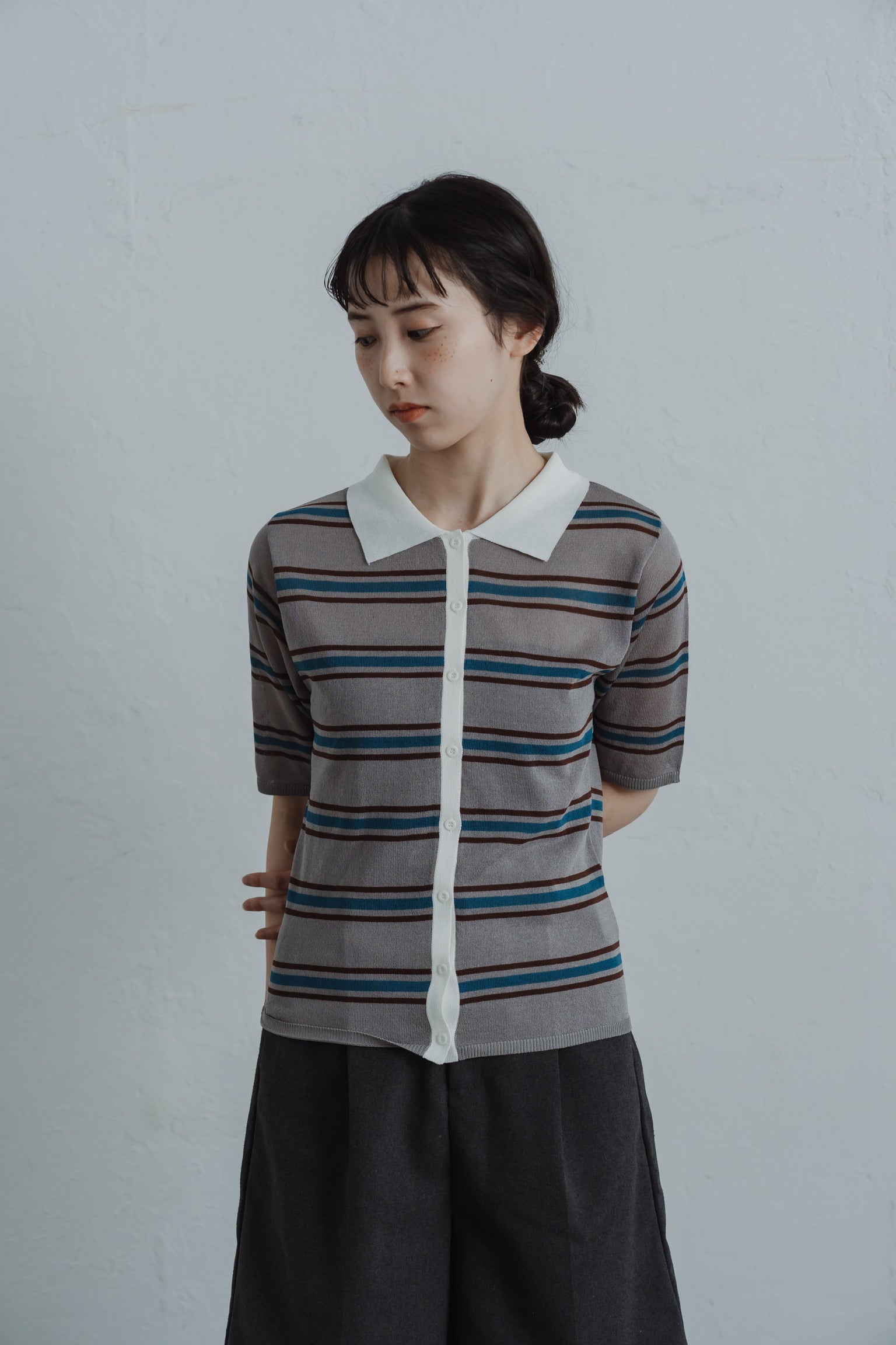 border mesh polo shirt