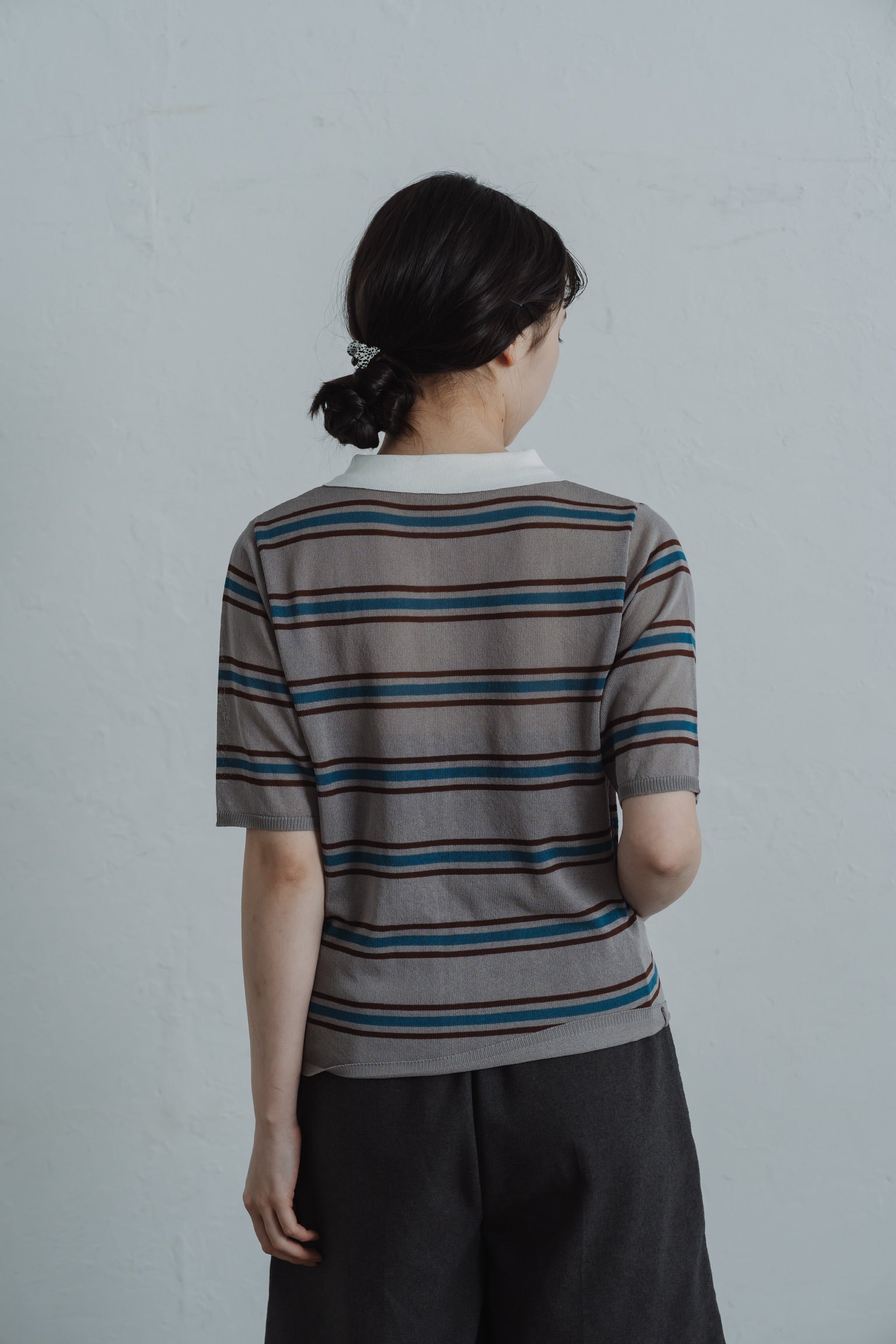 border mesh polo shirt