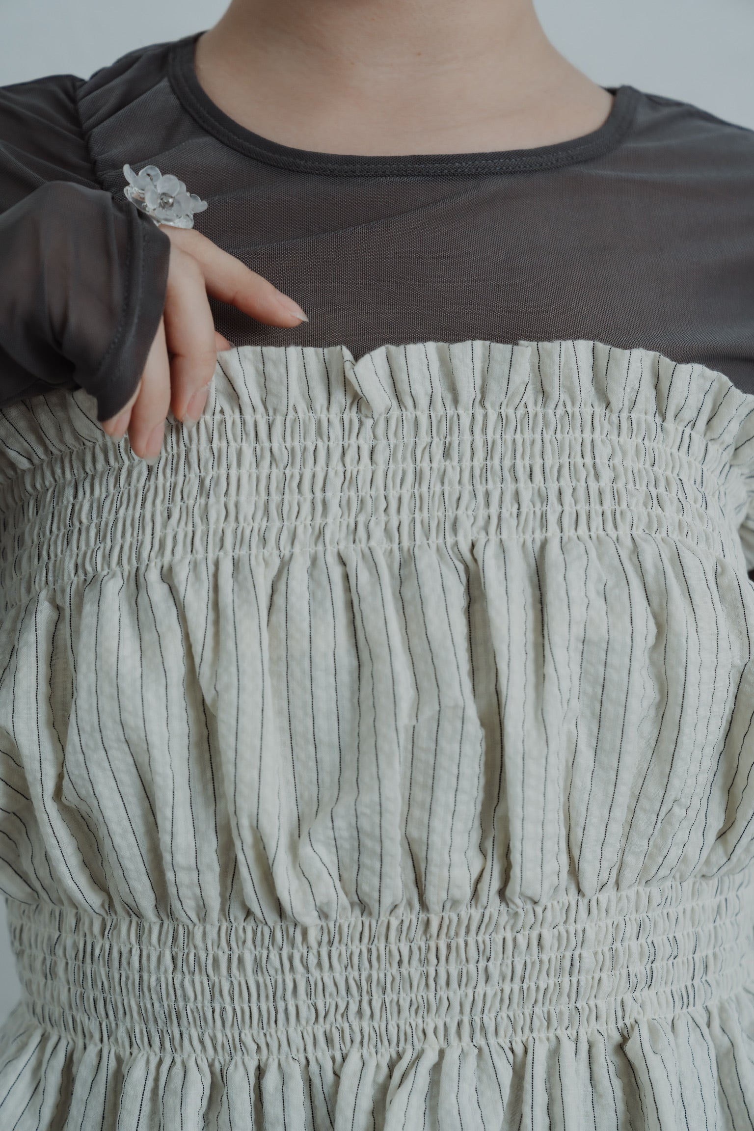 stripe gather bustier