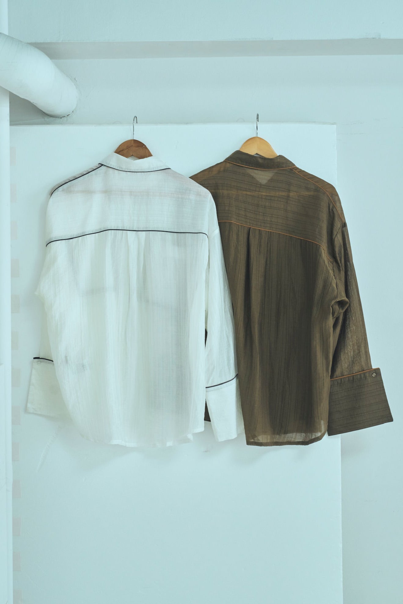piping over shirt