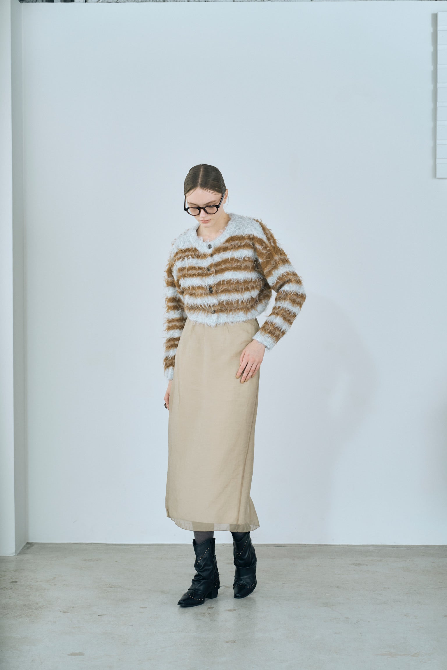 satin & sheer layered skirt