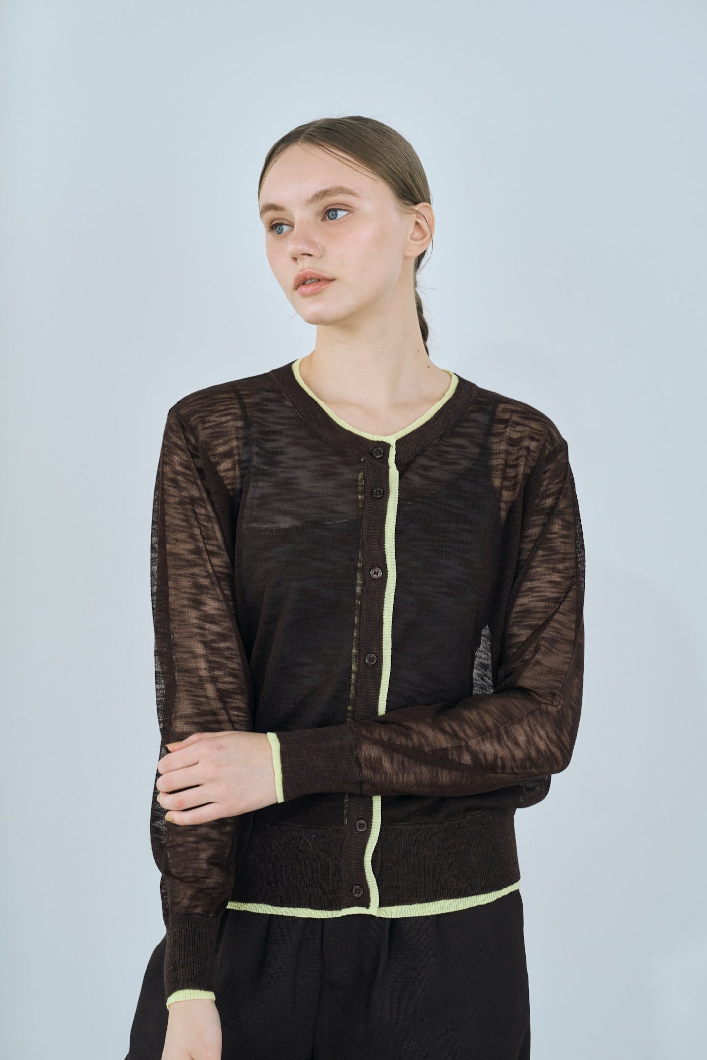sheer knit cardigan