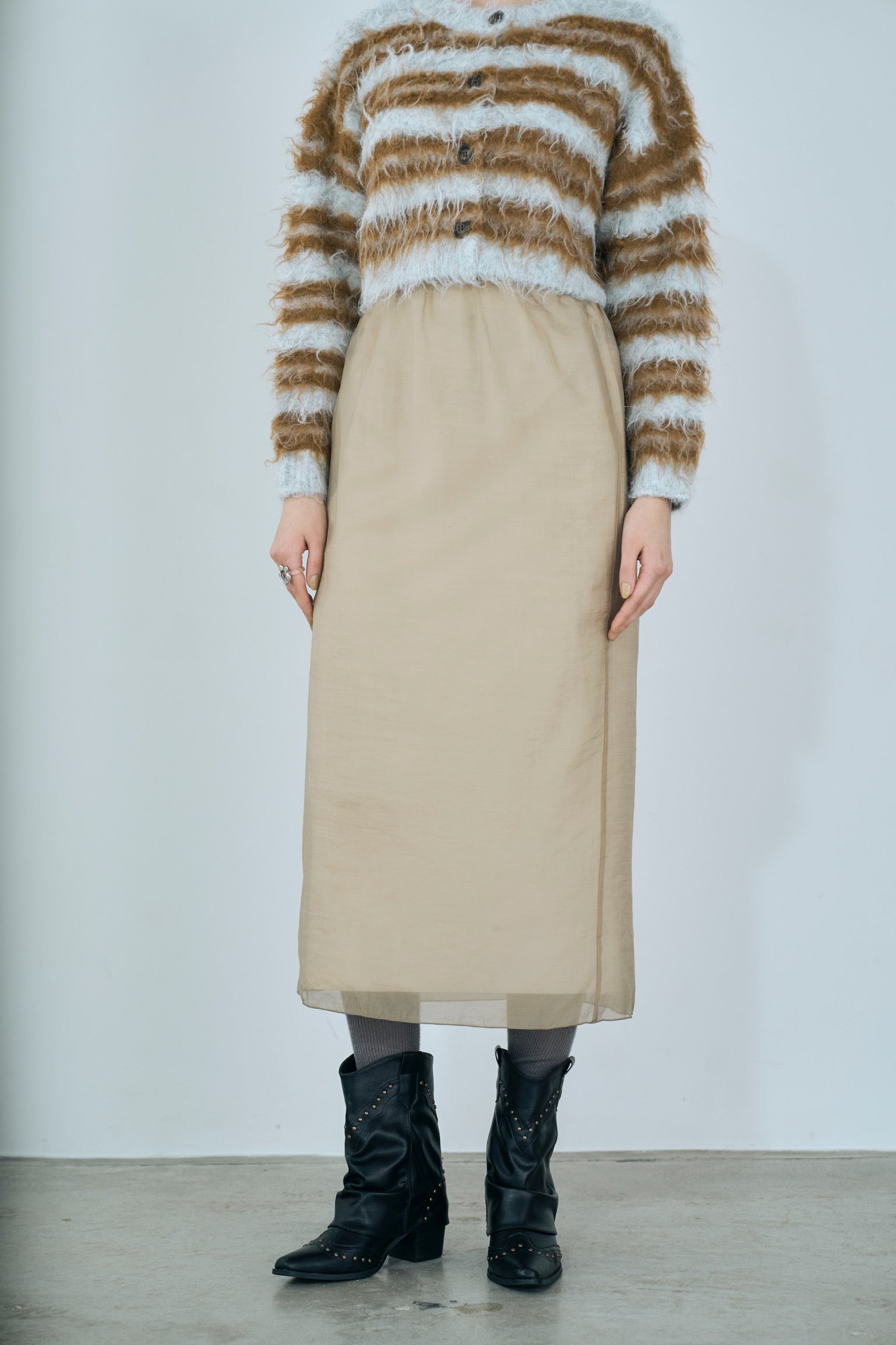 satin & sheer layered skirt