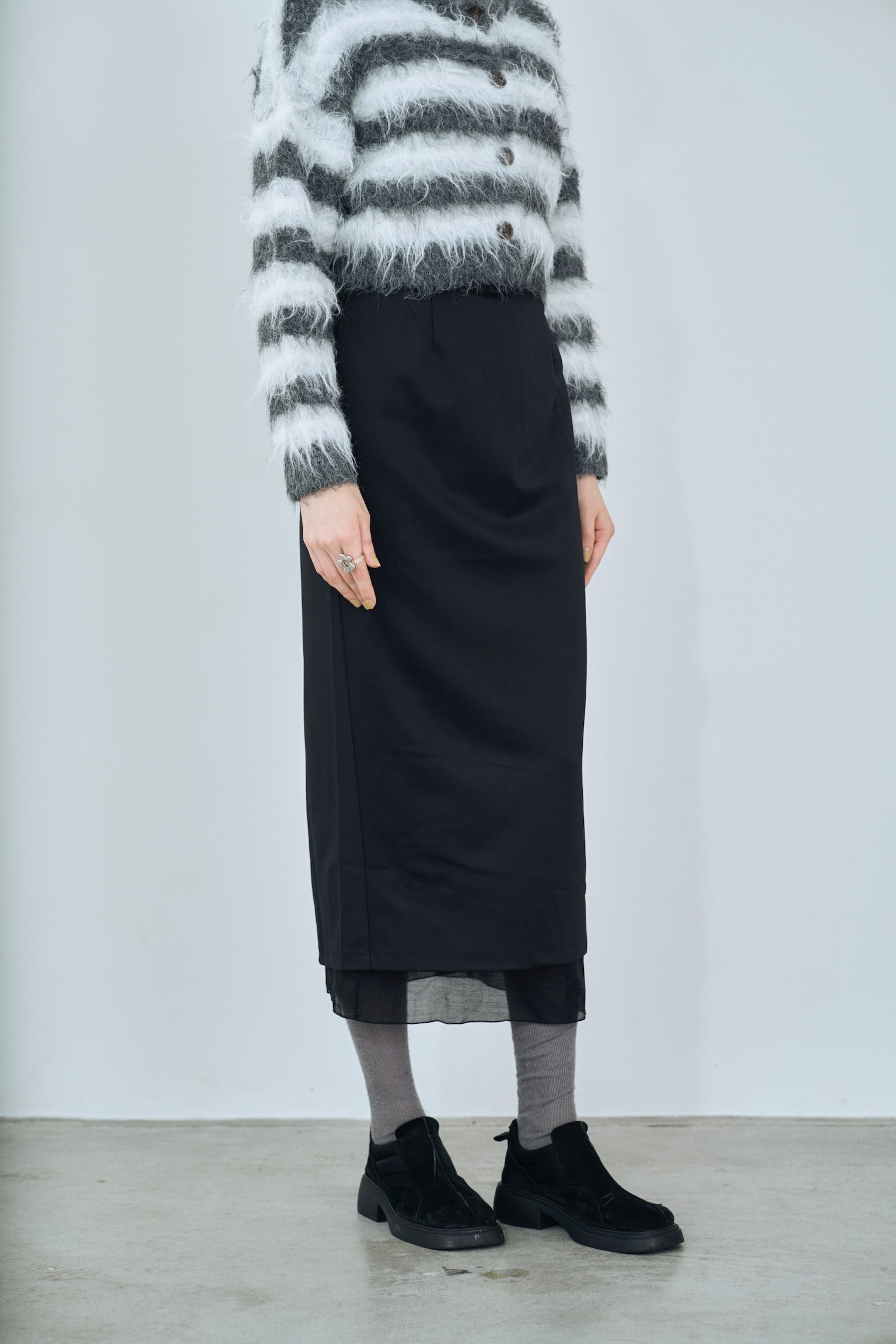 satin & sheer layered skirt