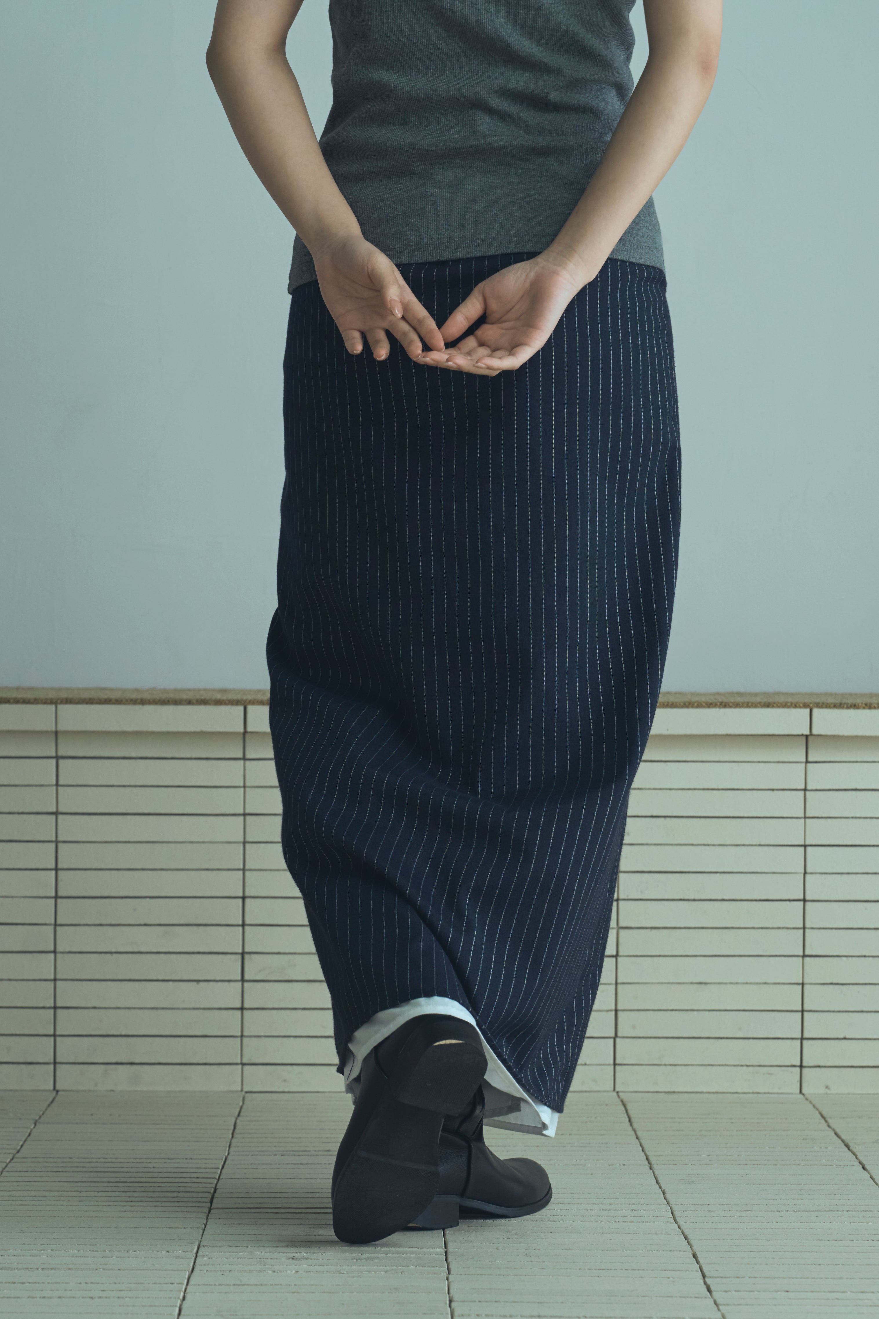 stripe long skirt