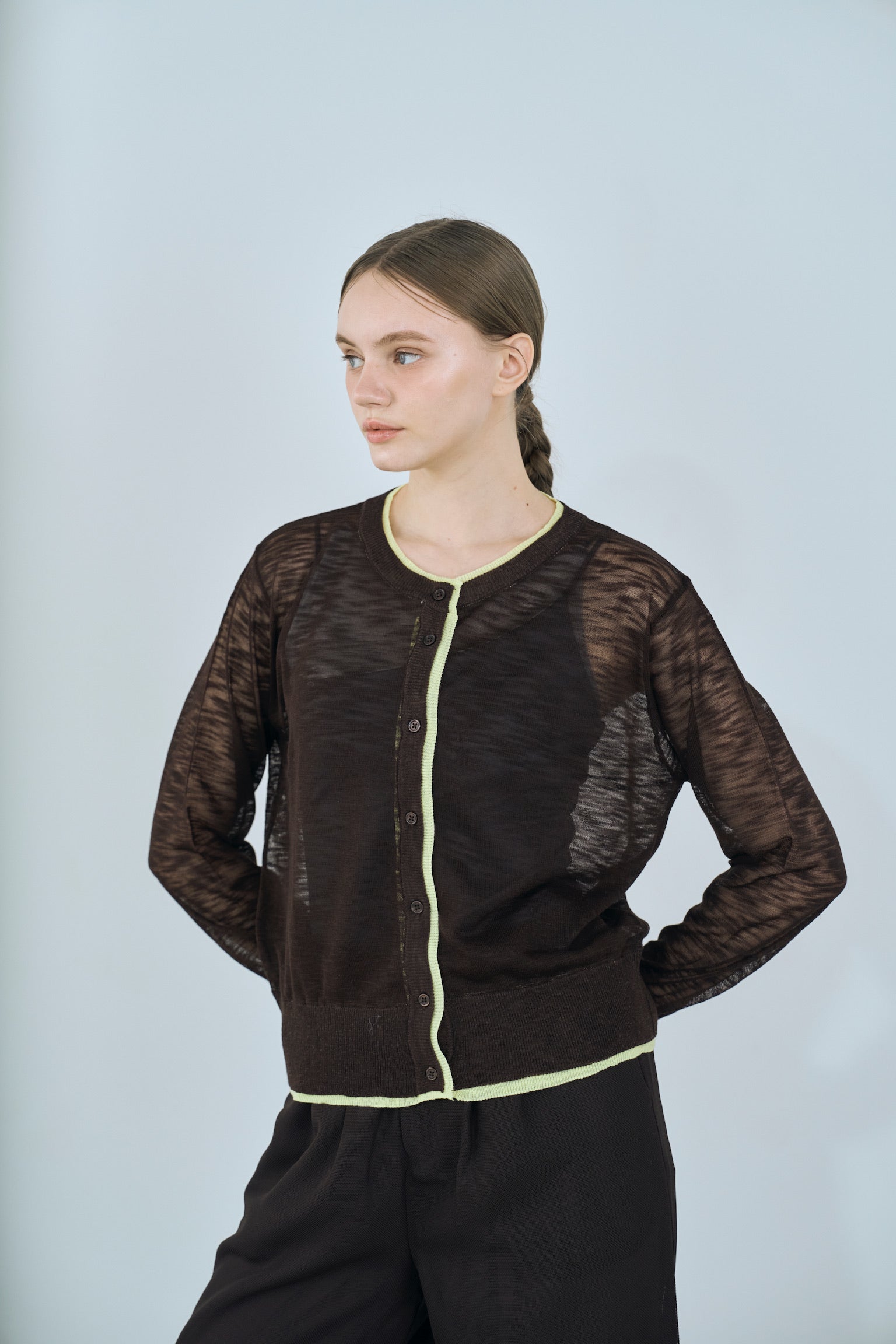 sheer knit cardigan