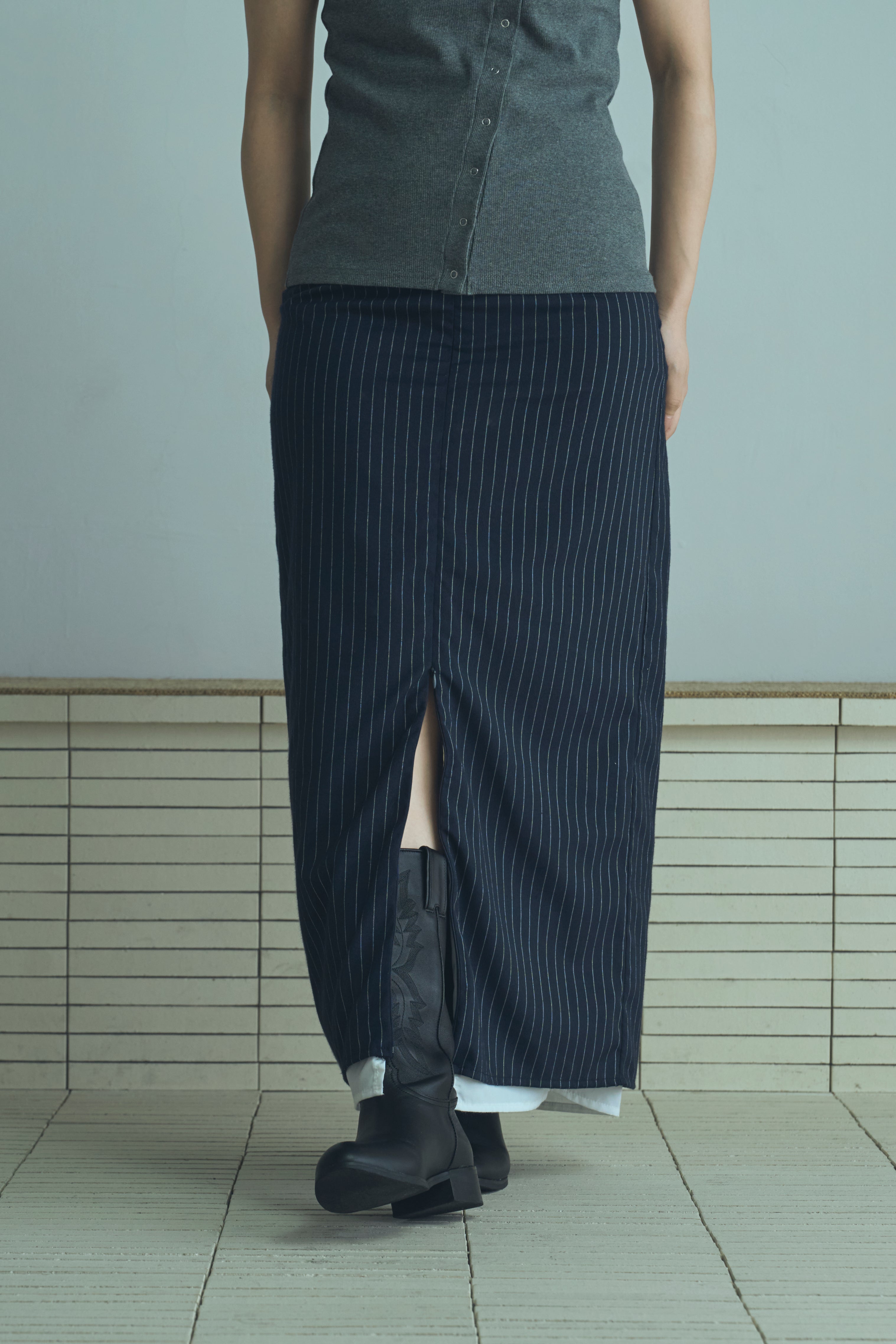 stripe long skirt
