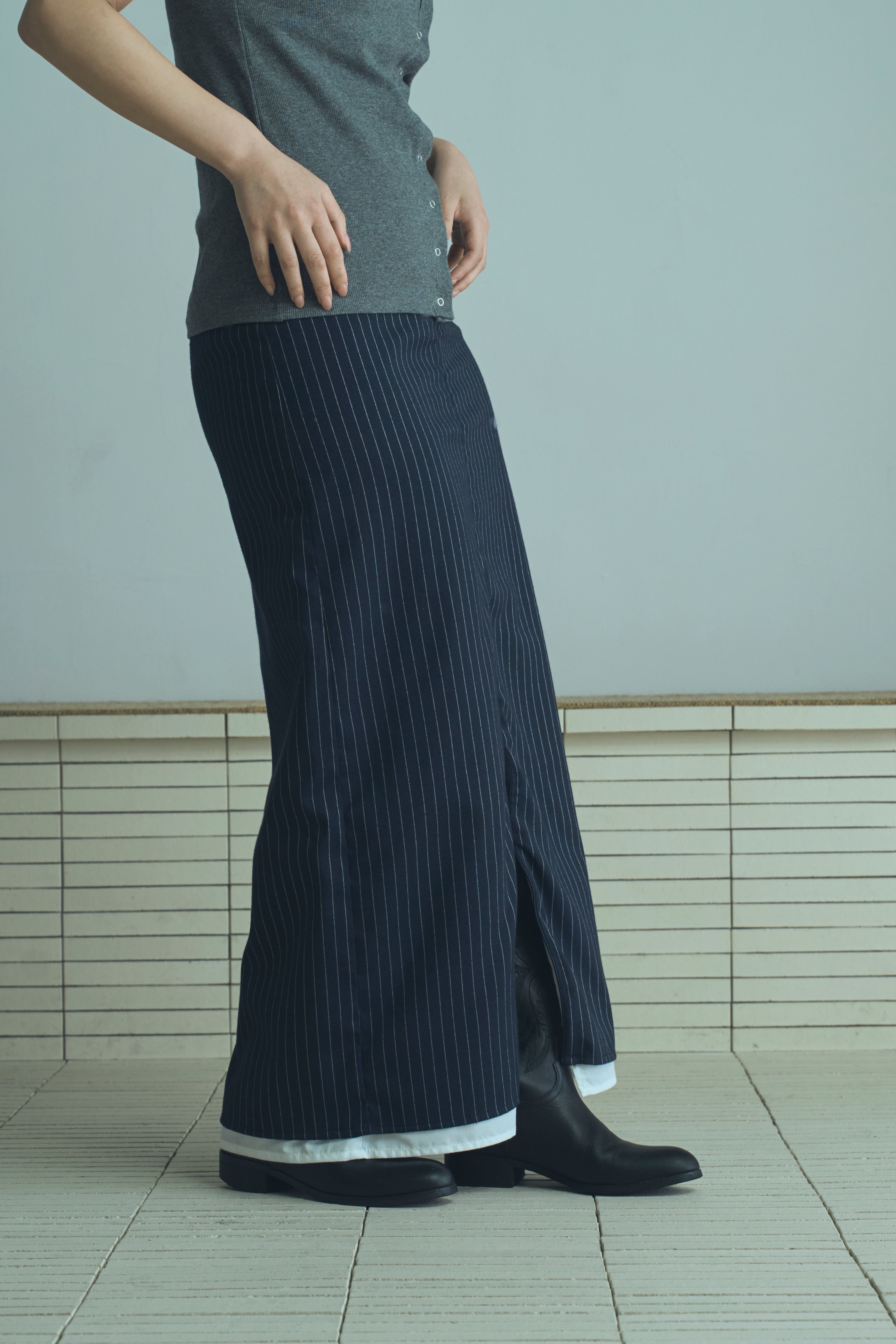 stripe long skirt