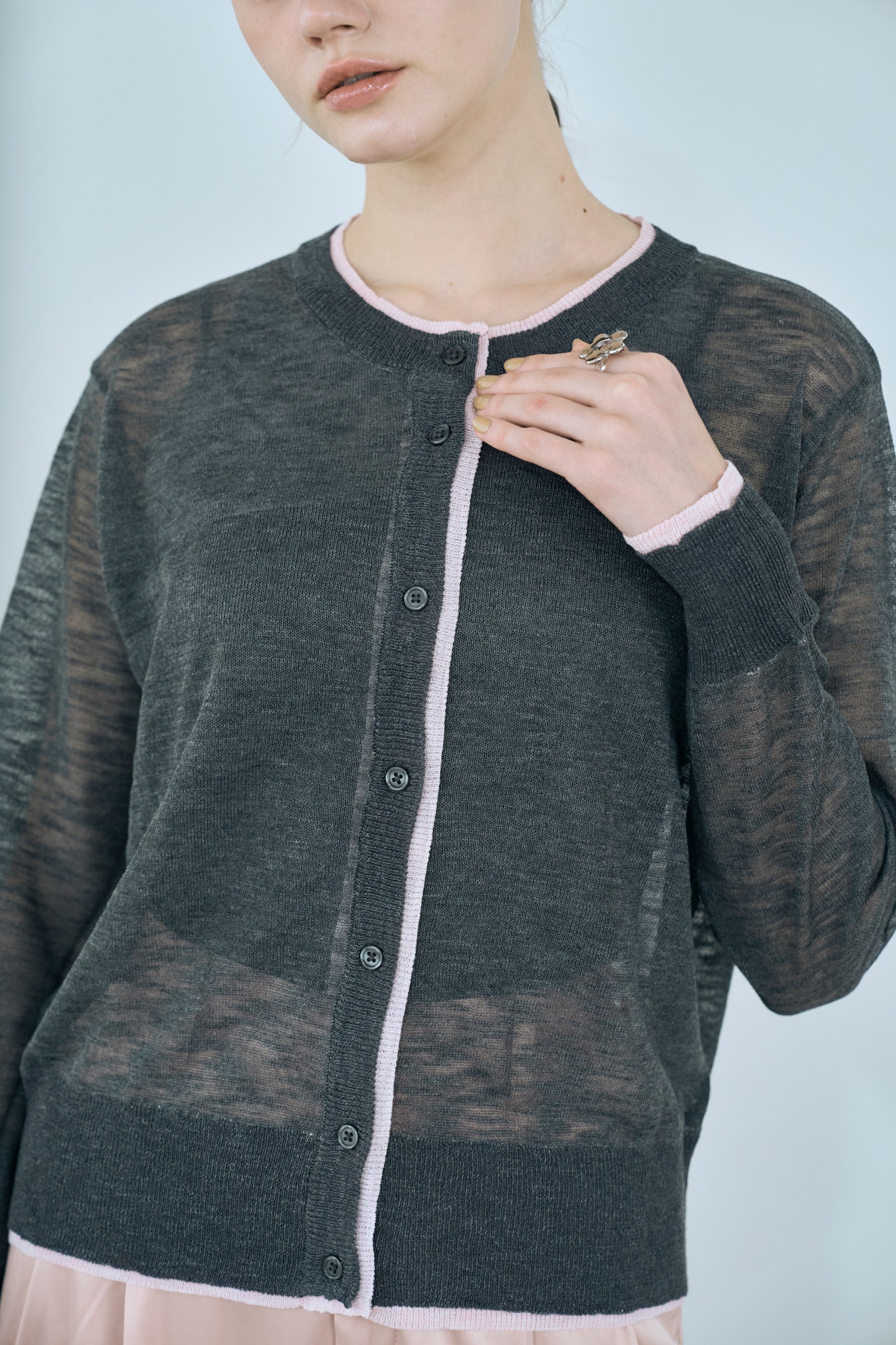 sheer knit cardigan