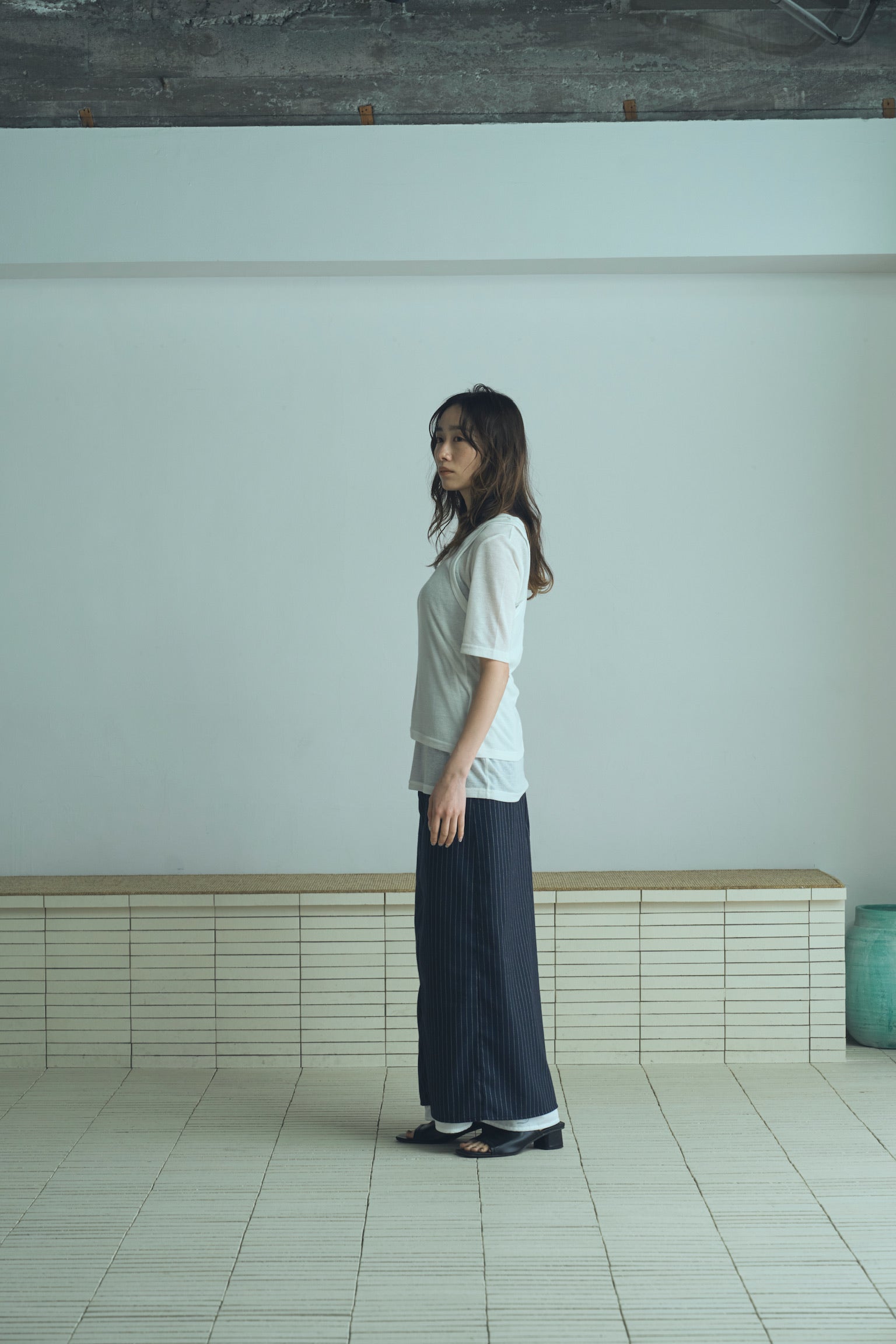 stripe long skirt