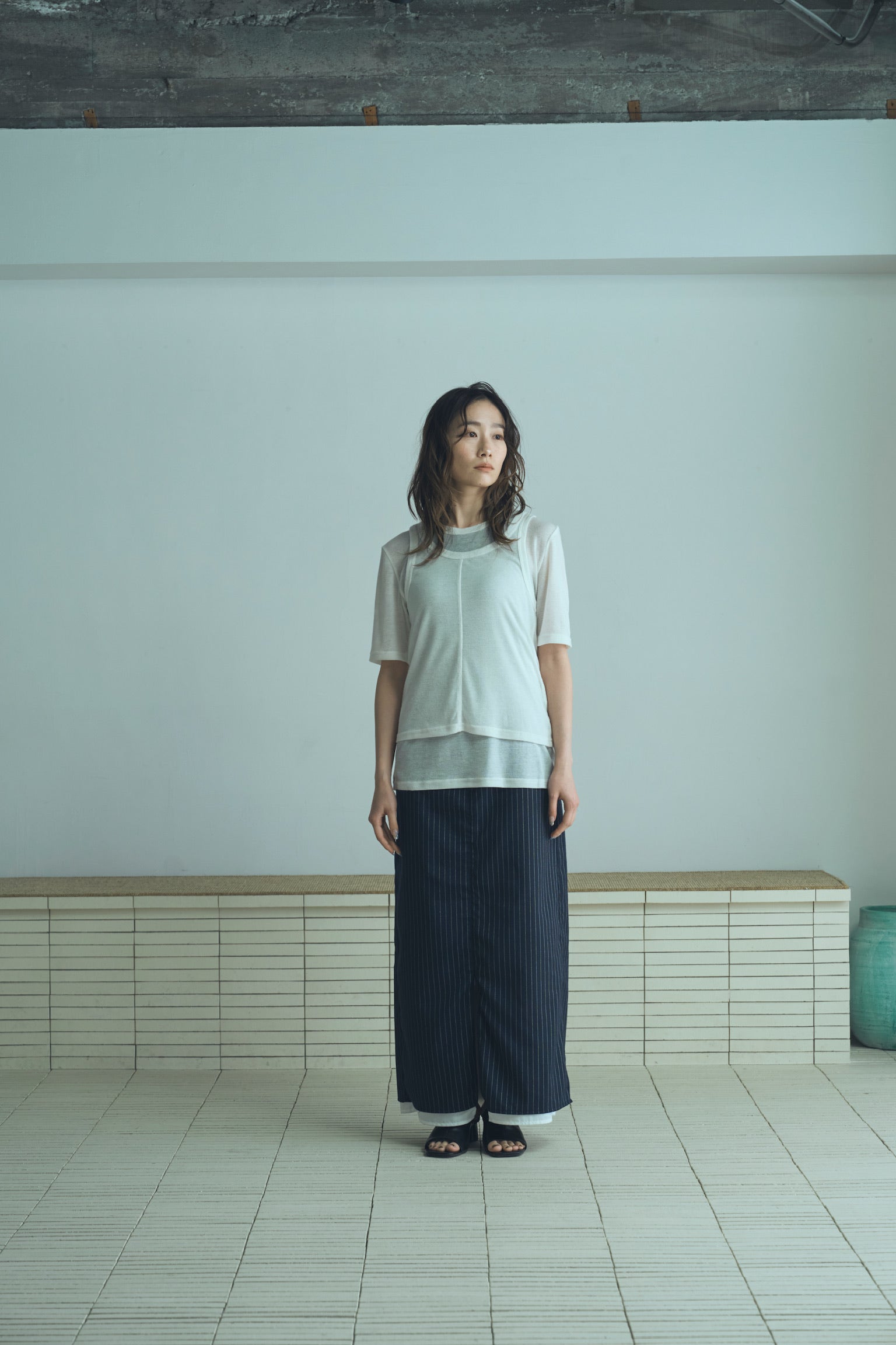 stripe long skirt