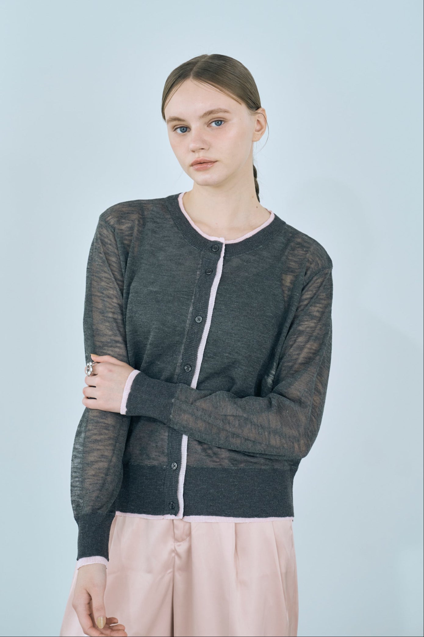 sheer knit cardigan