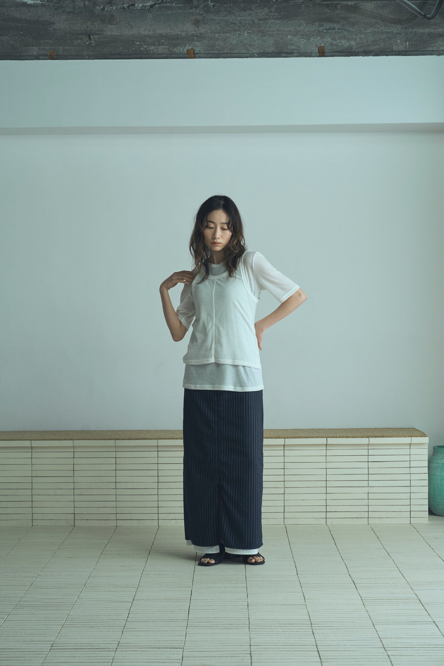 stripe long skirt