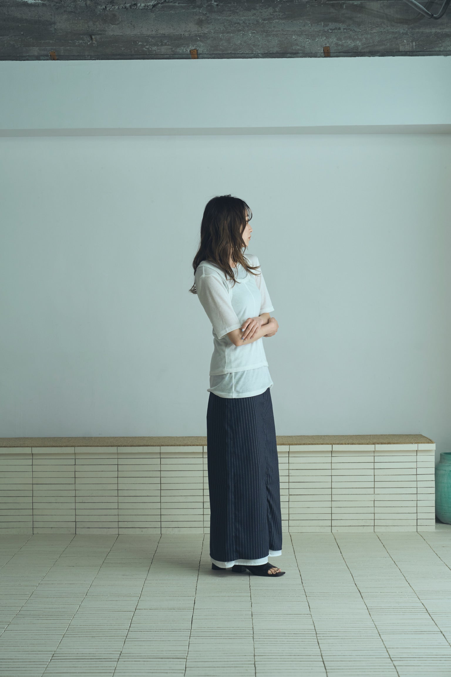 stripe long skirt