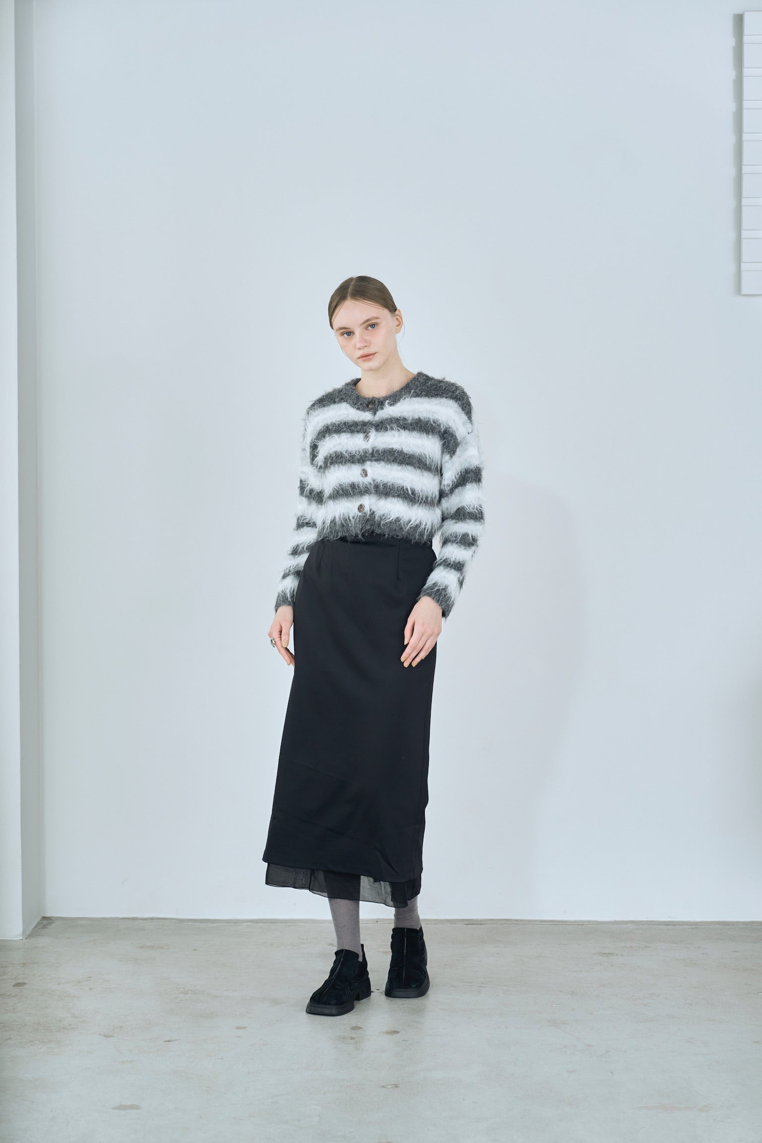 satin & sheer layered skirt