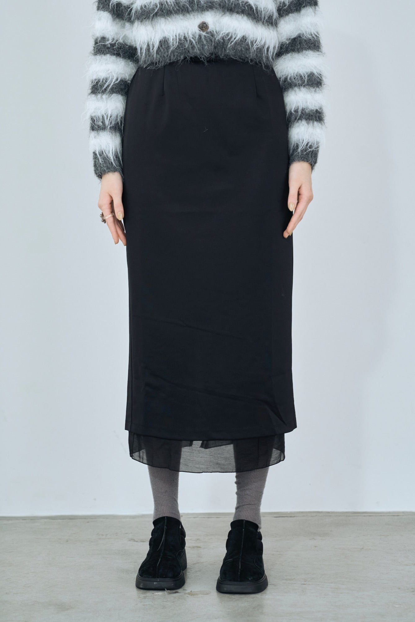 satin & sheer layered skirt